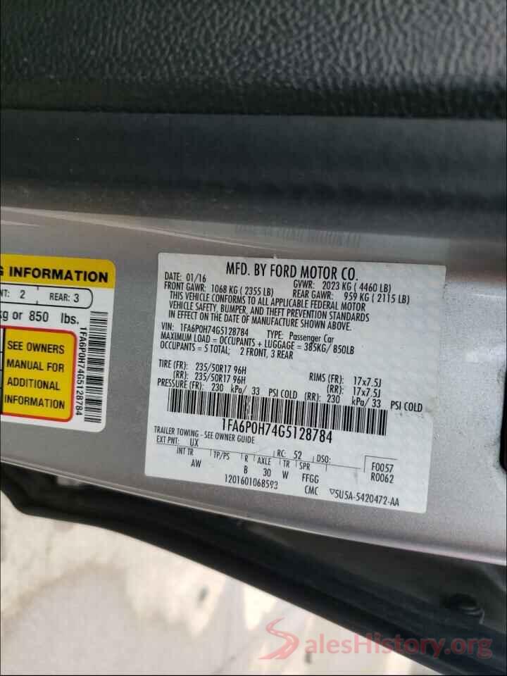 1FA6P0H74G5128784 2016 FORD FUSION