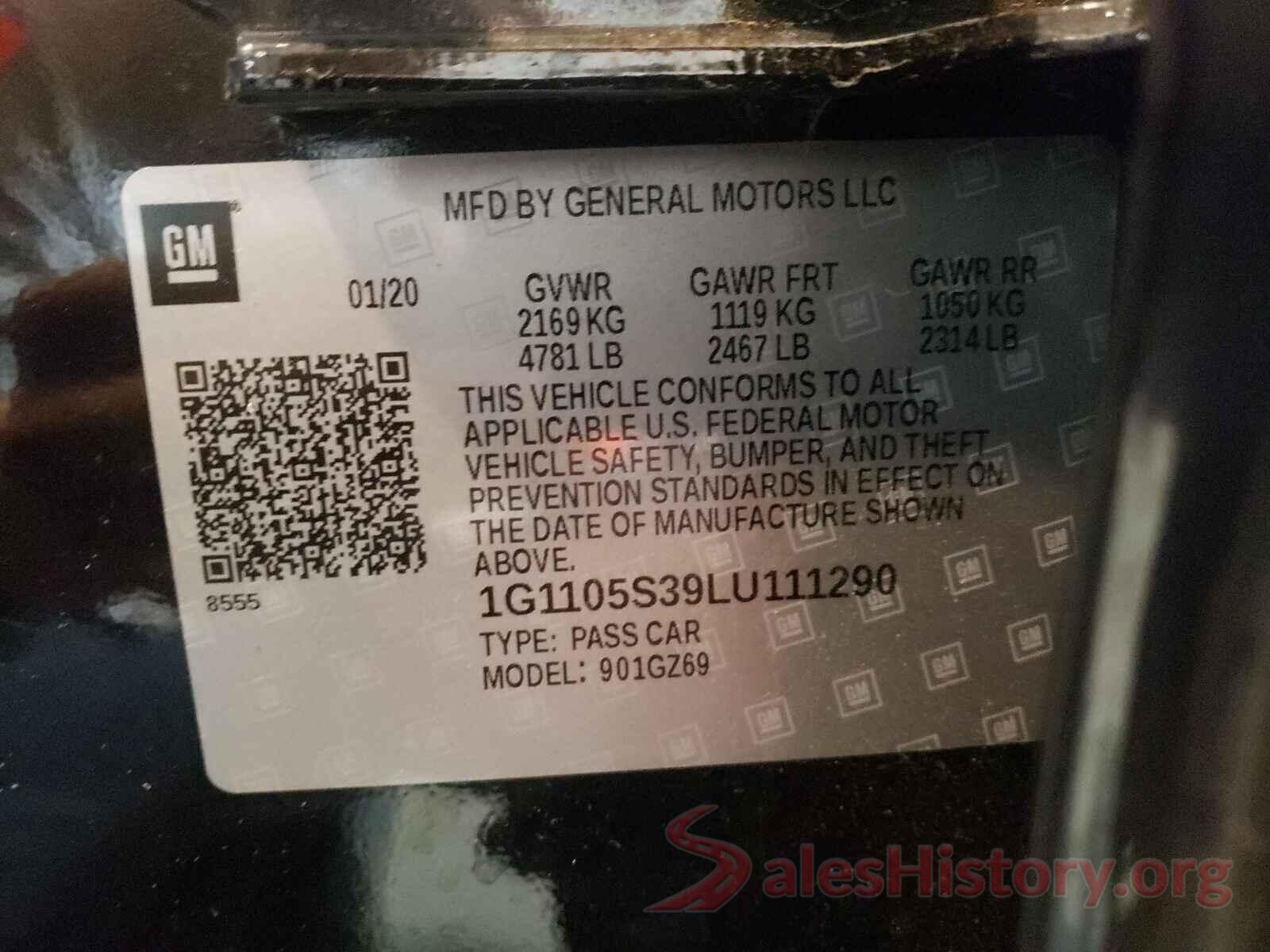 1G1105S39LU111290 2020 CHEVROLET IMPALA