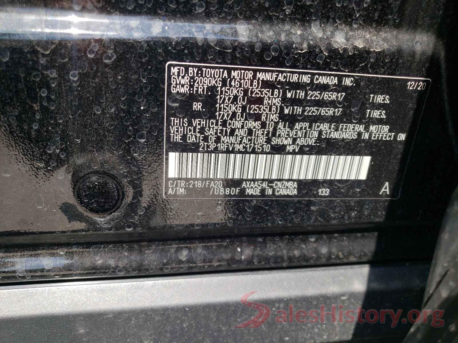 2T3P1RFV1MC171510 2021 TOYOTA RAV4