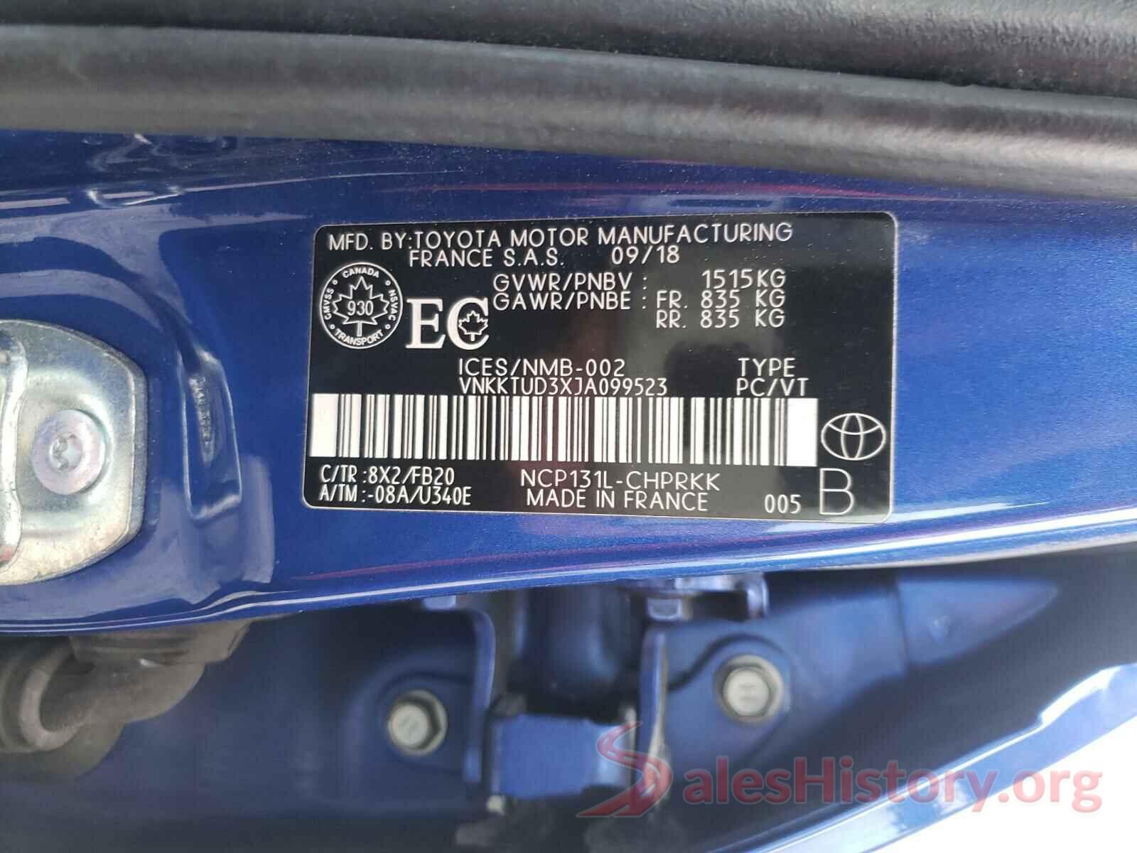 VNKKTUD3XJA099523 2018 TOYOTA YARIS