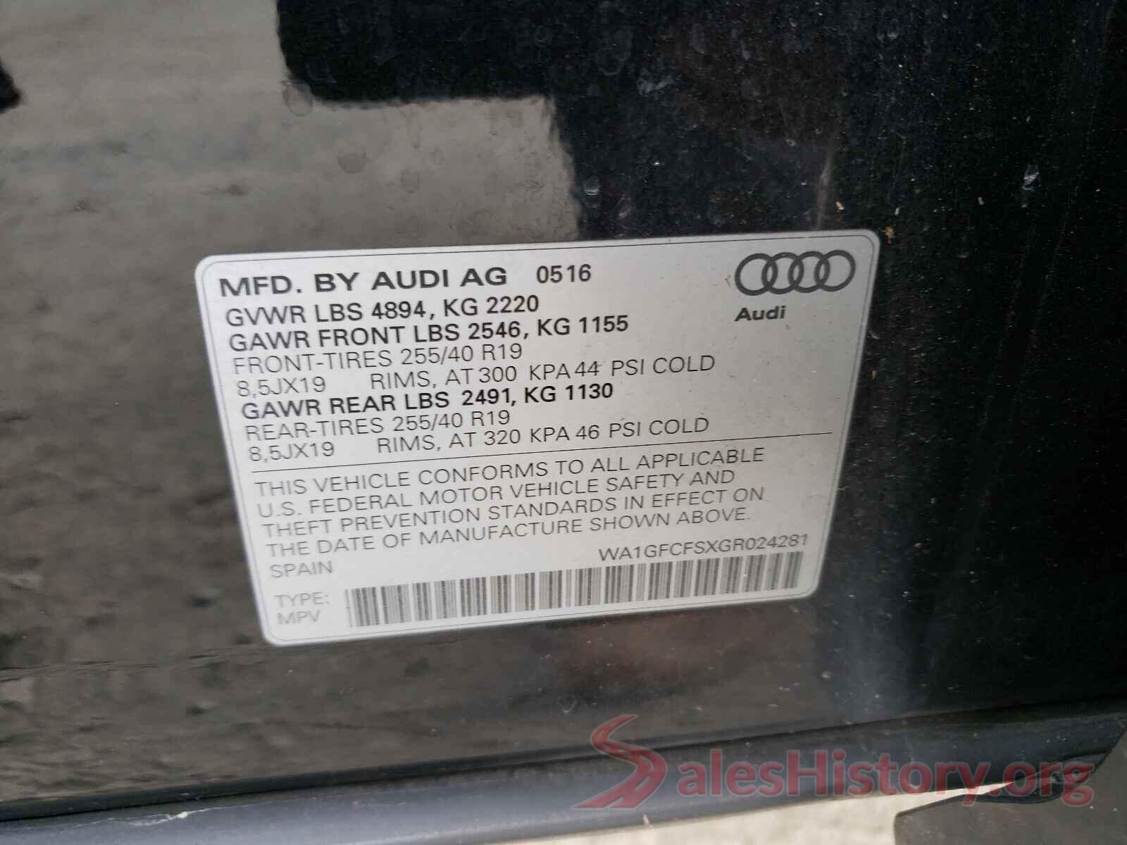 WA1GFCFSXGR024281 2016 AUDI Q3