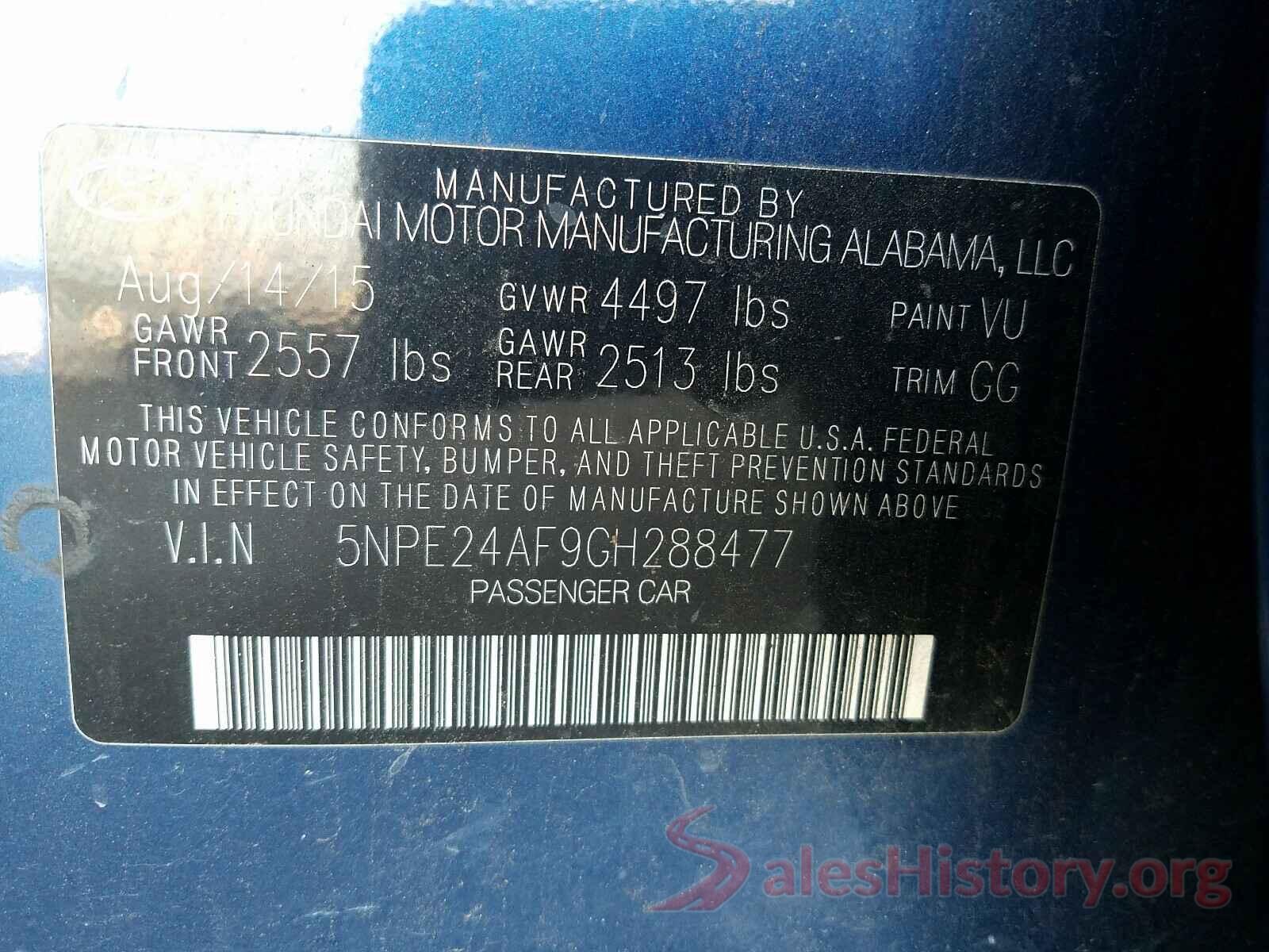 5NPE24AF9GH288477 2016 HYUNDAI SONATA