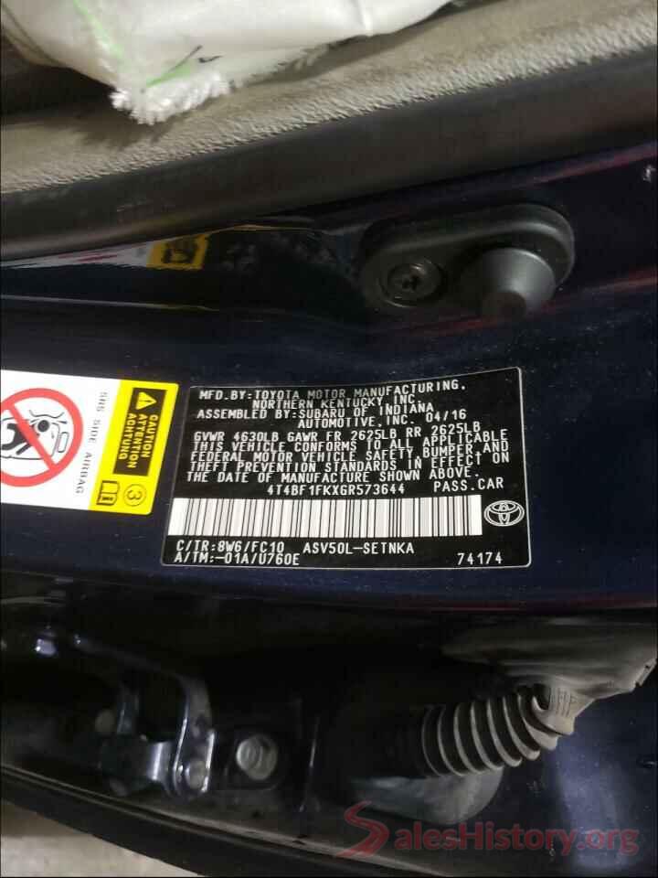 4T4BF1FKXGR573644 2016 TOYOTA CAMRY