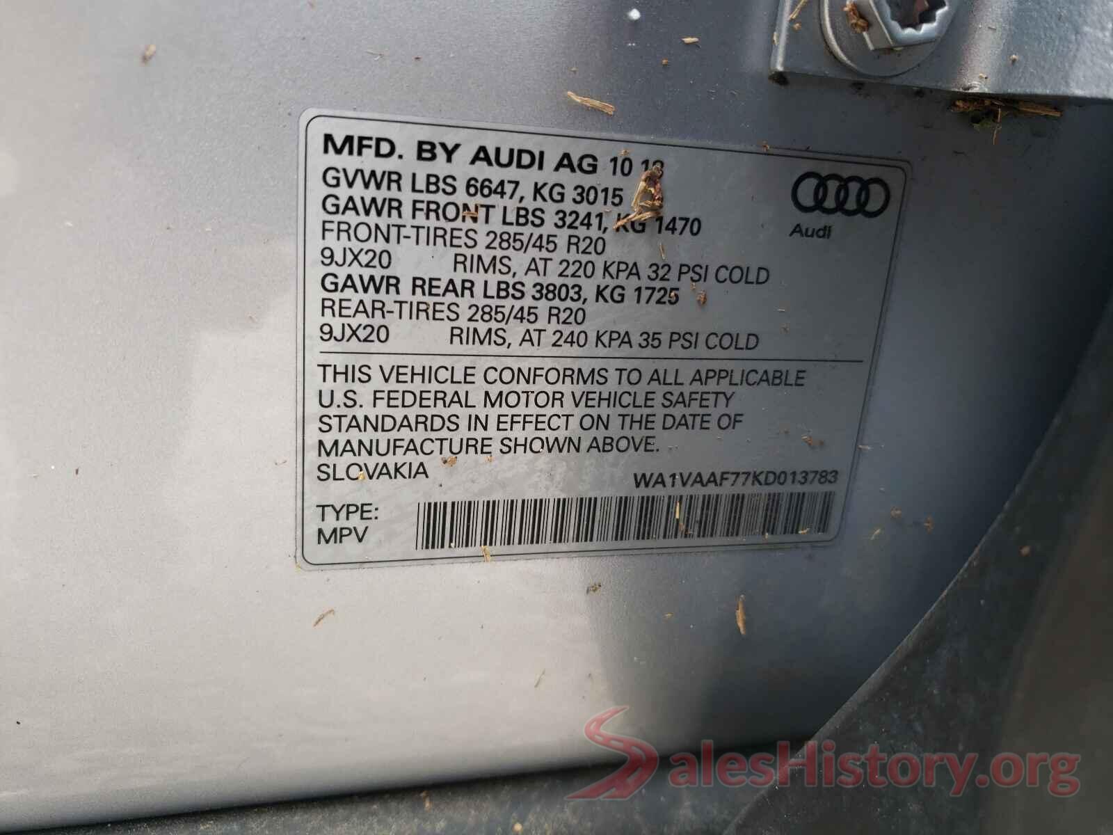 WA1VAAF77KD013783 2019 AUDI Q7