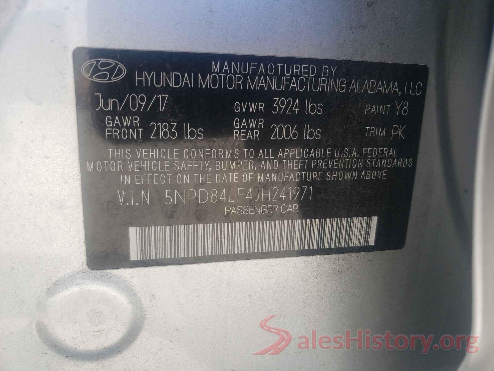 5NPD84LF4JH241971 2018 HYUNDAI ELANTRA