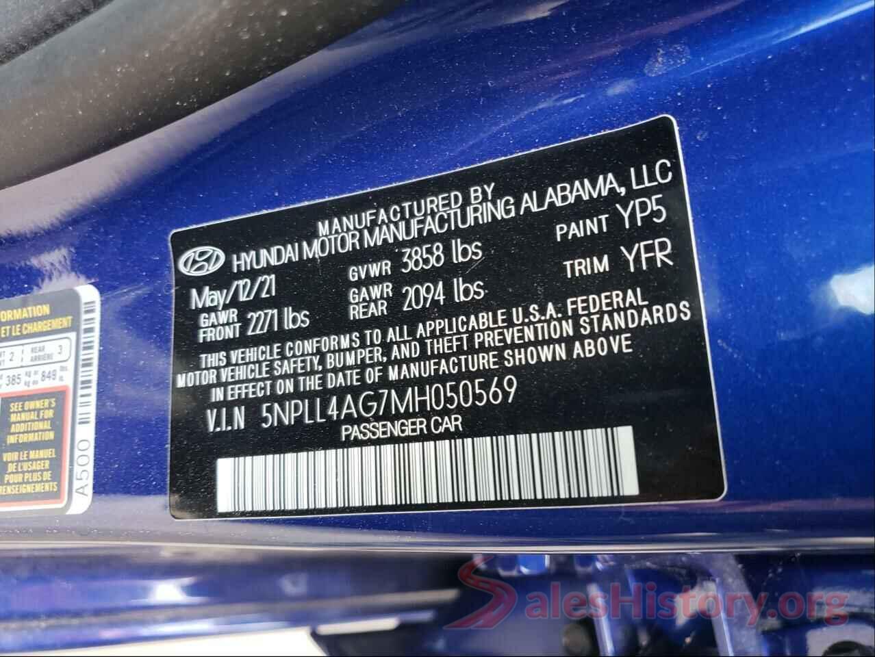 5NPLL4AG7MH050569 2021 HYUNDAI ELANTRA