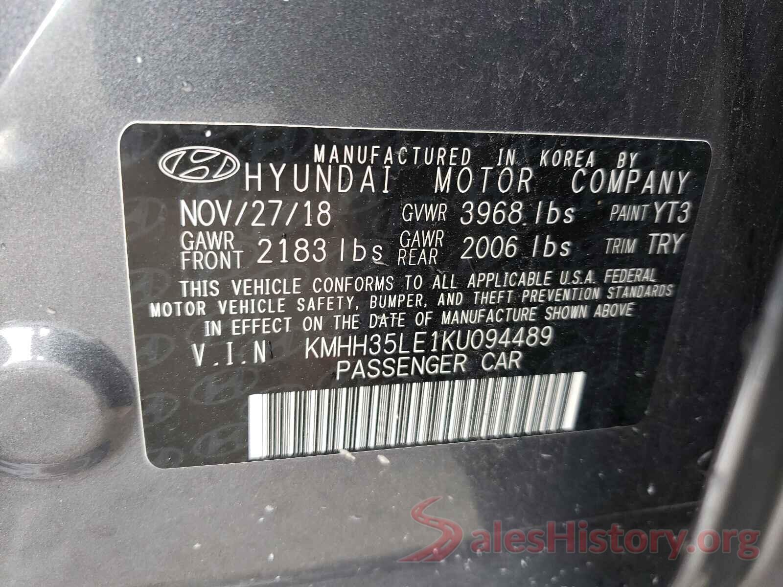 KMHH35LE1KU094489 2019 HYUNDAI ELANTRA