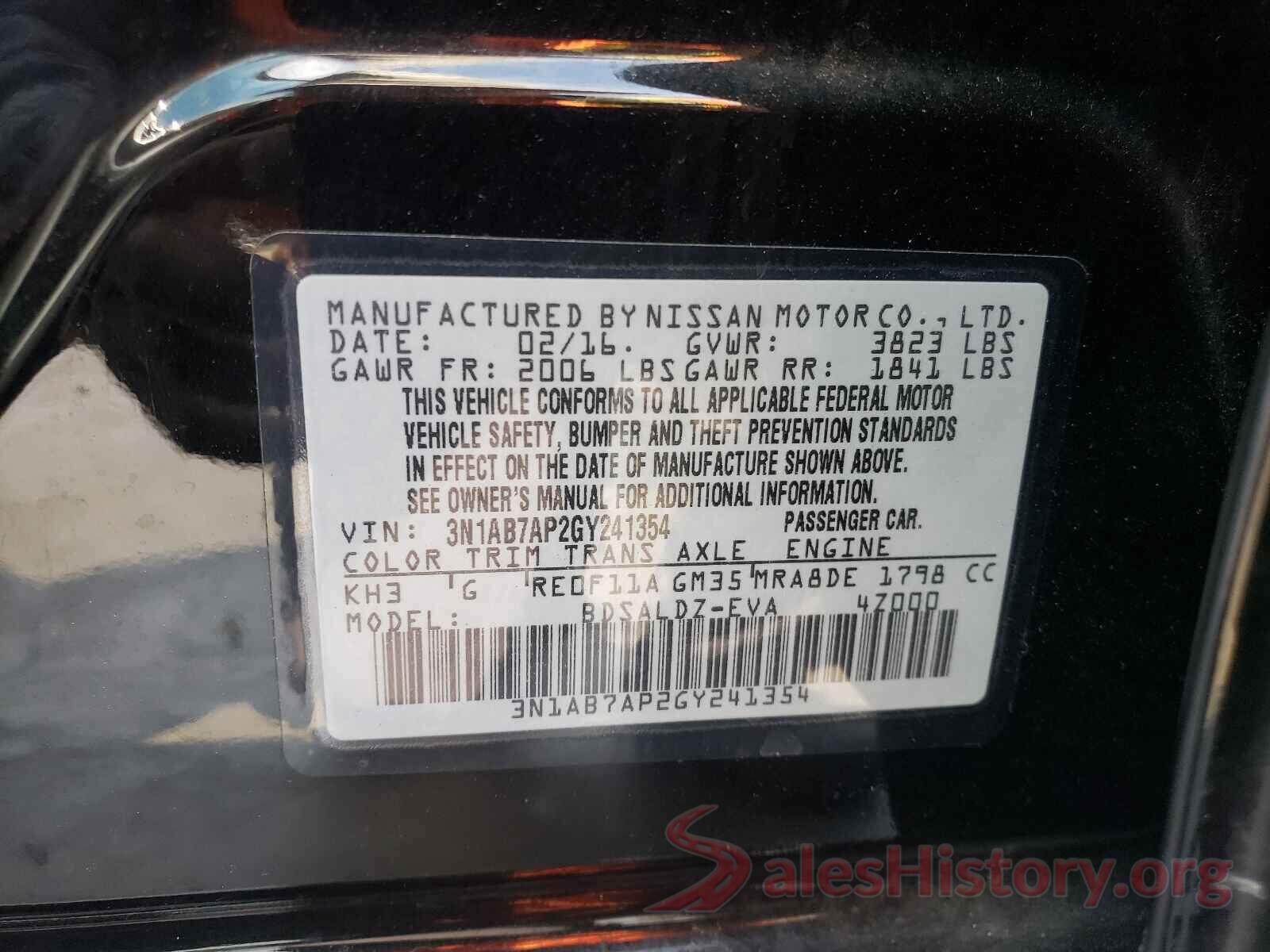 3N1AB7AP2GY241354 2016 NISSAN SENTRA