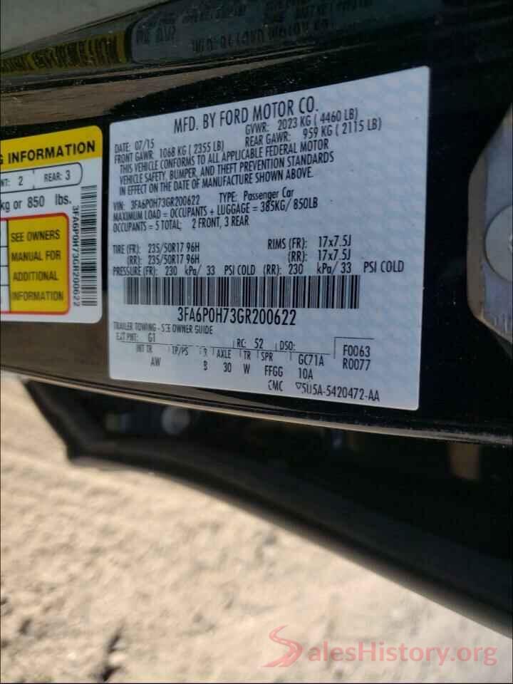 3FA6P0H73GR200622 2016 FORD FUSION