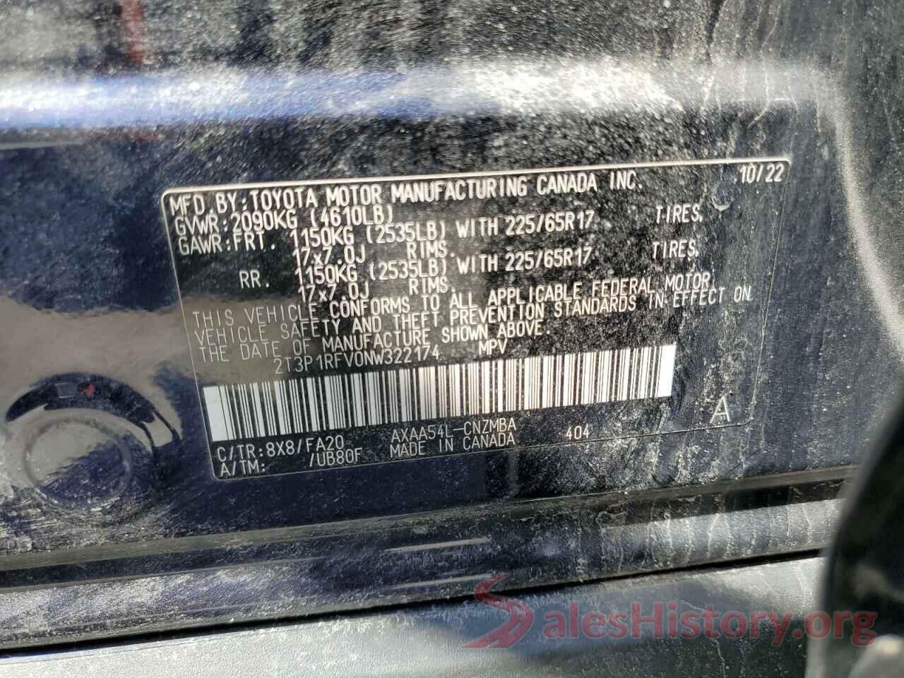 2T3P1RFV0NW322174 2022 TOYOTA RAV4