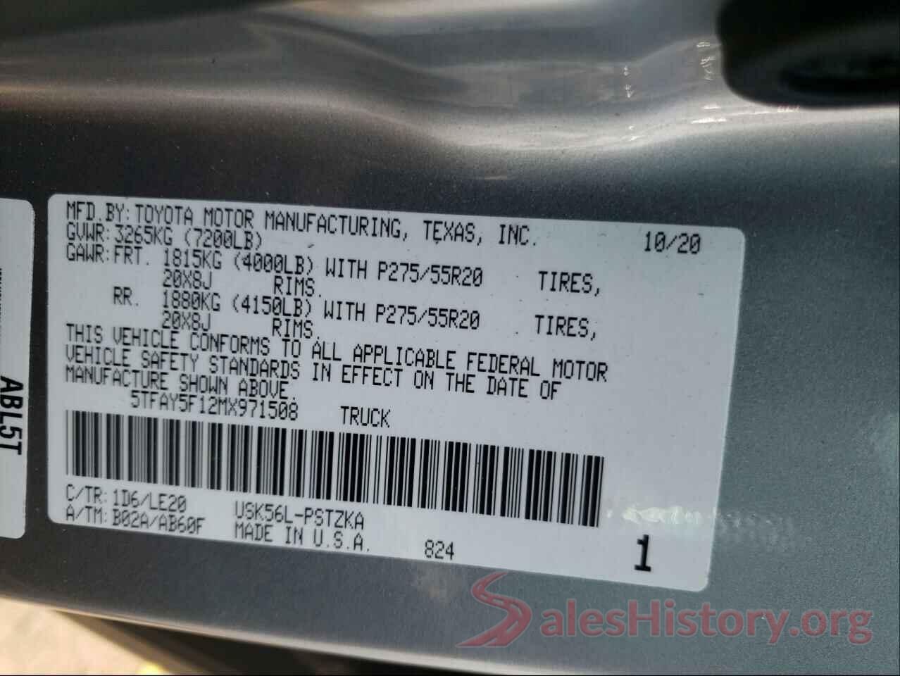 5TFAY5F12MX971508 2021 TOYOTA TUNDRA