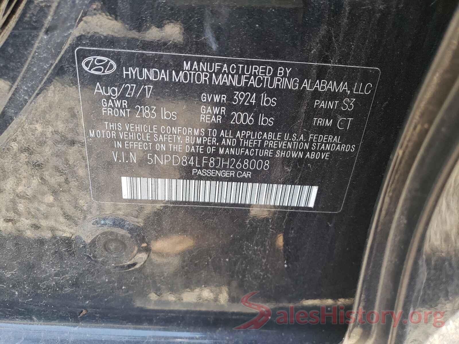 5NPD84LF8JH268008 2018 HYUNDAI ELANTRA