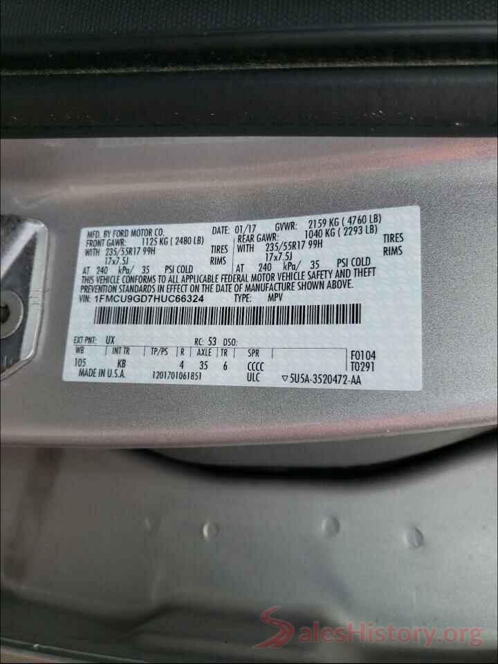 1FMCU9GD7HUC66324 2017 FORD ESCAPE