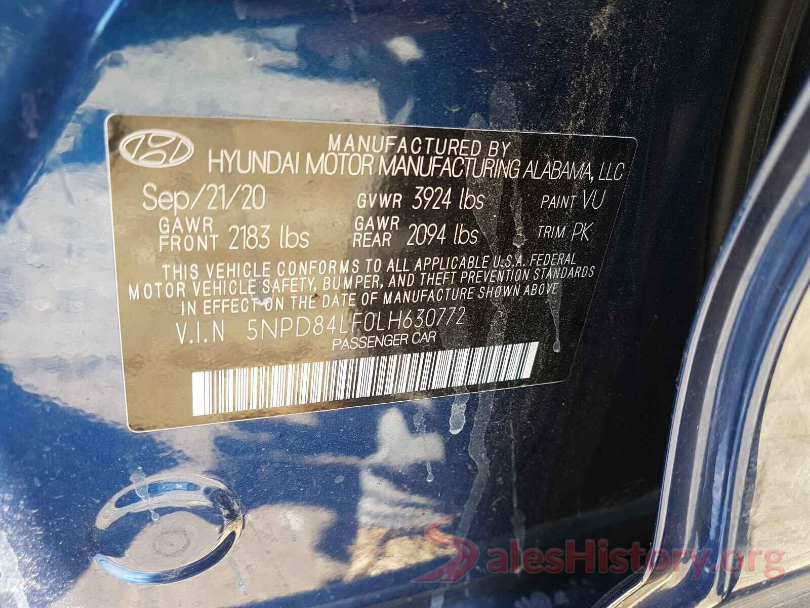 5NPD84LF0LH630772 2020 HYUNDAI ELANTRA