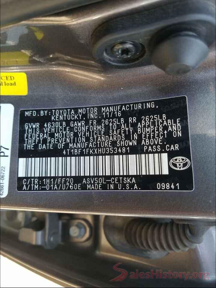 4T1BF1FKXHU353481 2017 TOYOTA CAMRY