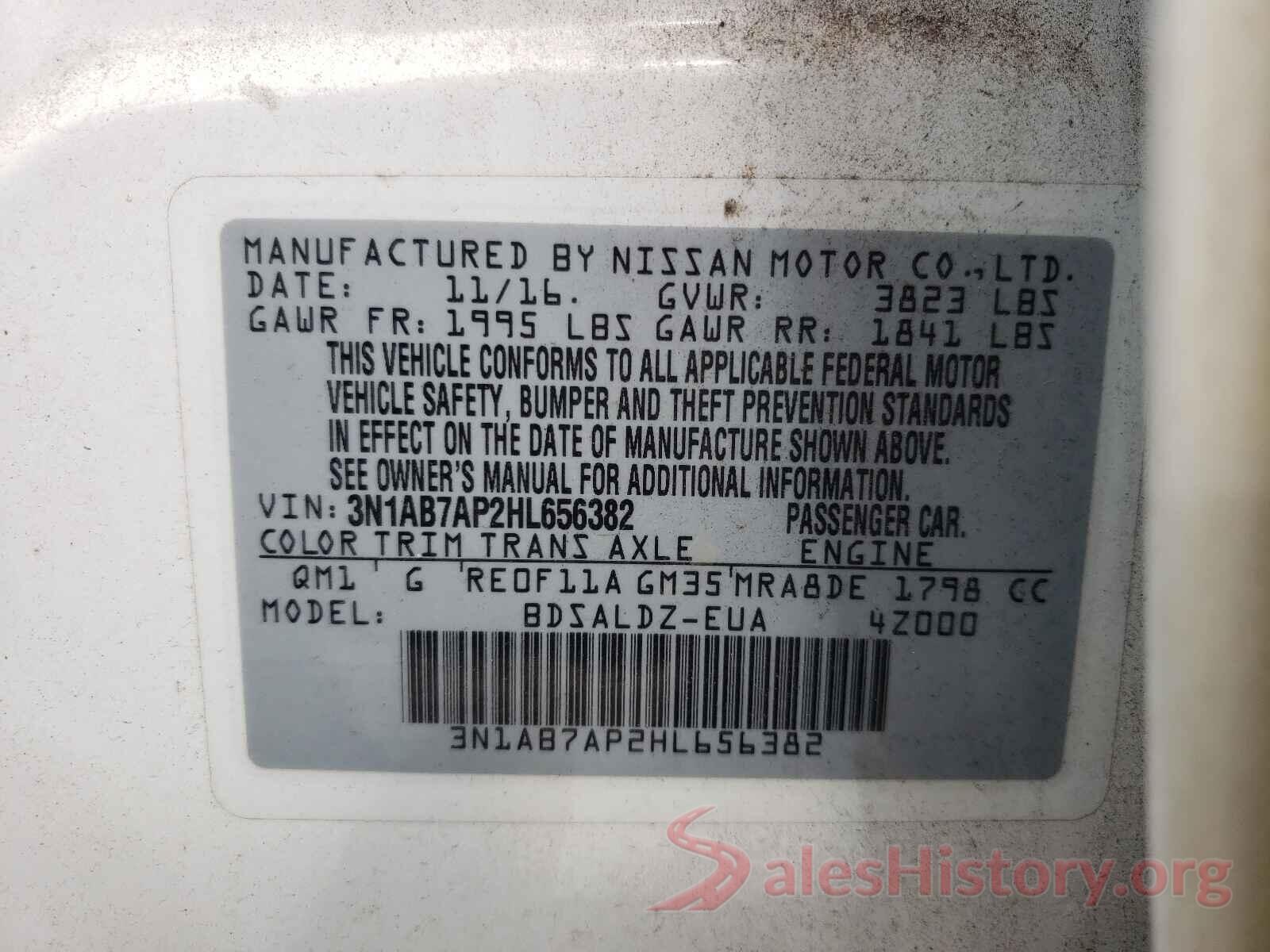 3N1AB7AP2HL656382 2017 NISSAN SENTRA