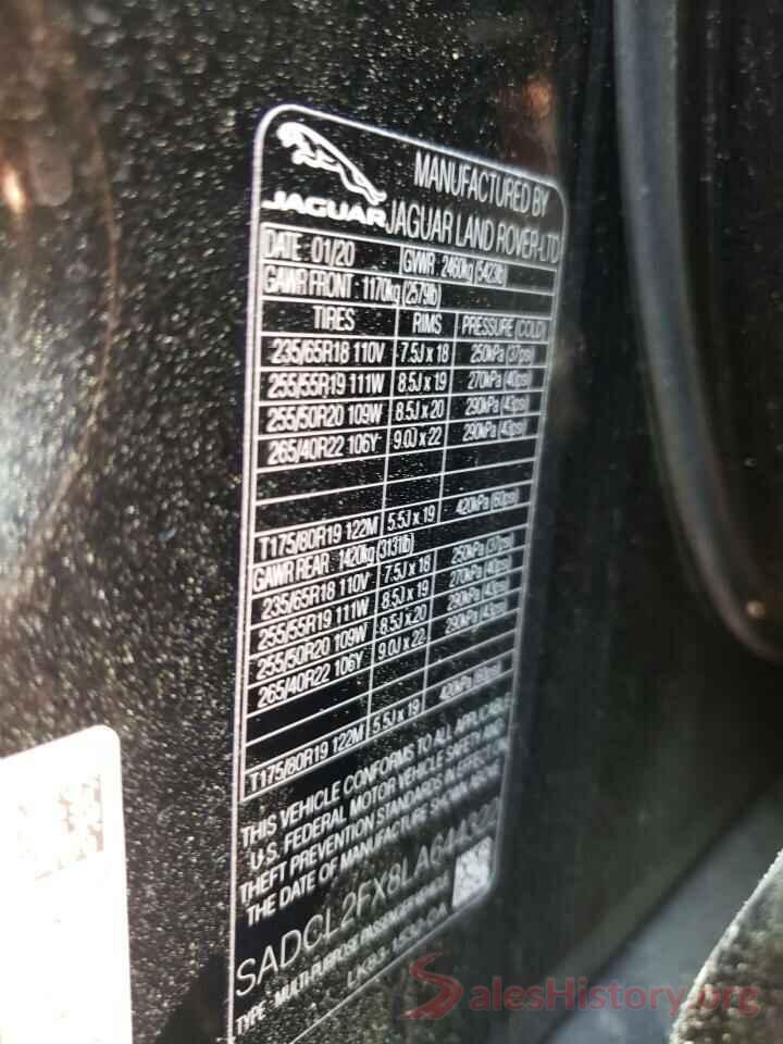 SADCL2FX8LA644322 2020 JAGUAR F-PACE