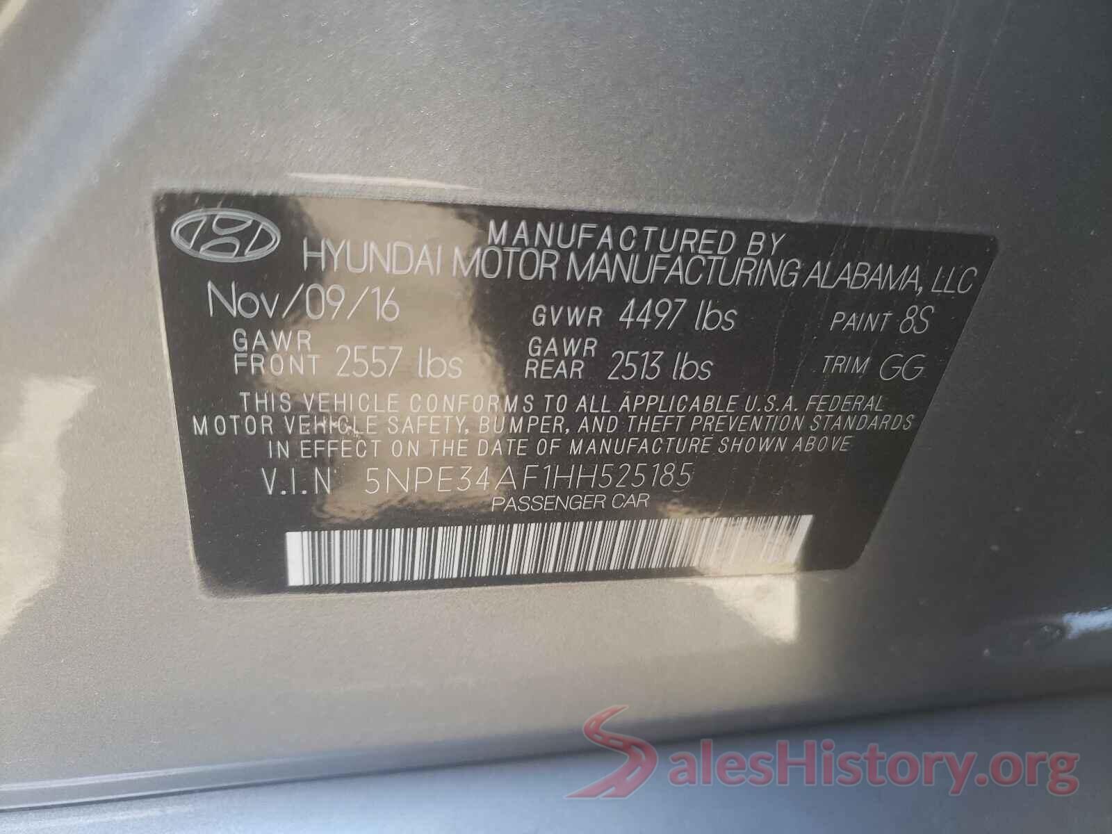 5NPE34AF1HH525185 2017 HYUNDAI SONATA