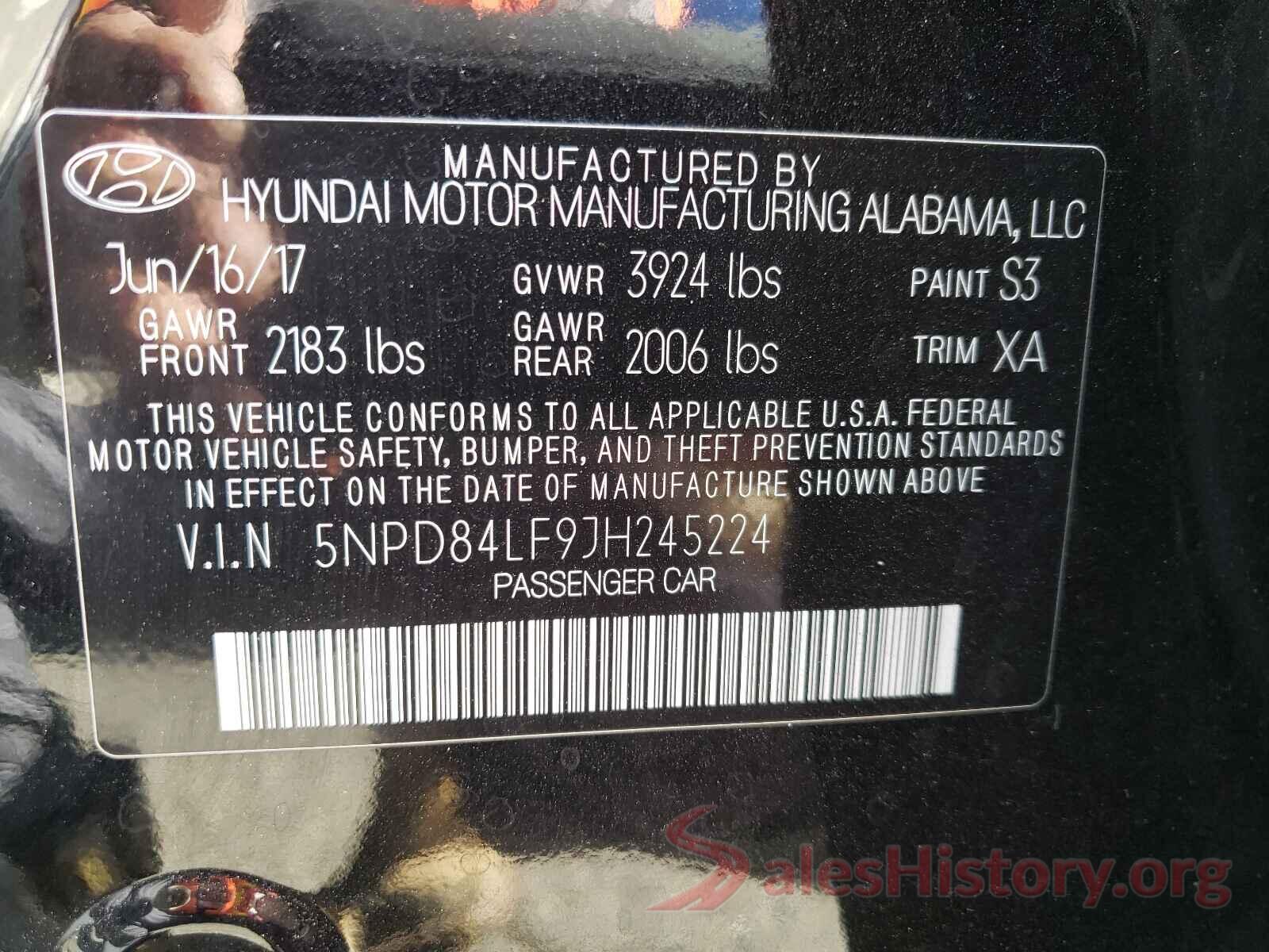 5NPD84LF9JH245224 2018 HYUNDAI ELANTRA