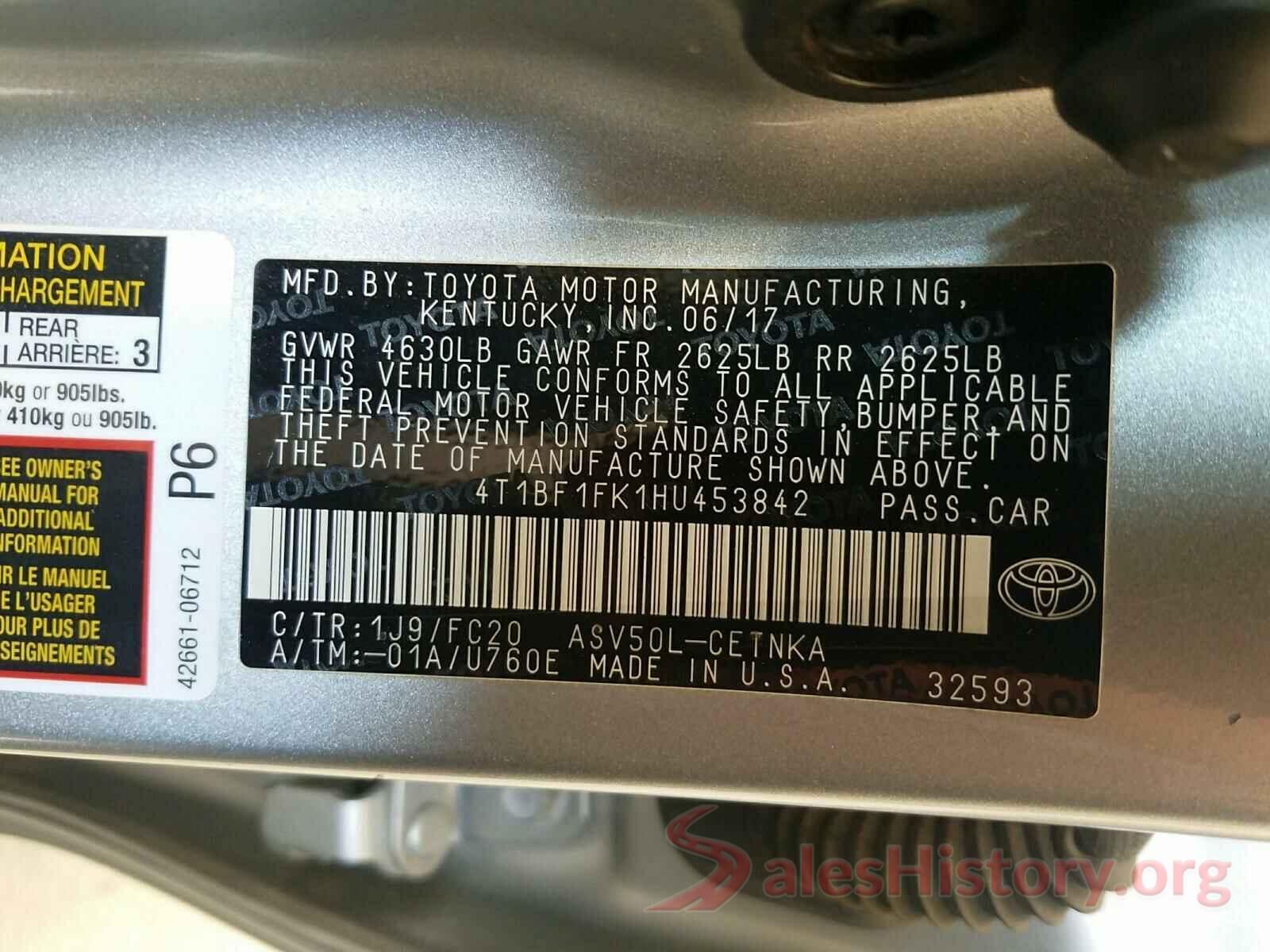 4T1BF1FK1HU453842 2017 TOYOTA CAMRY