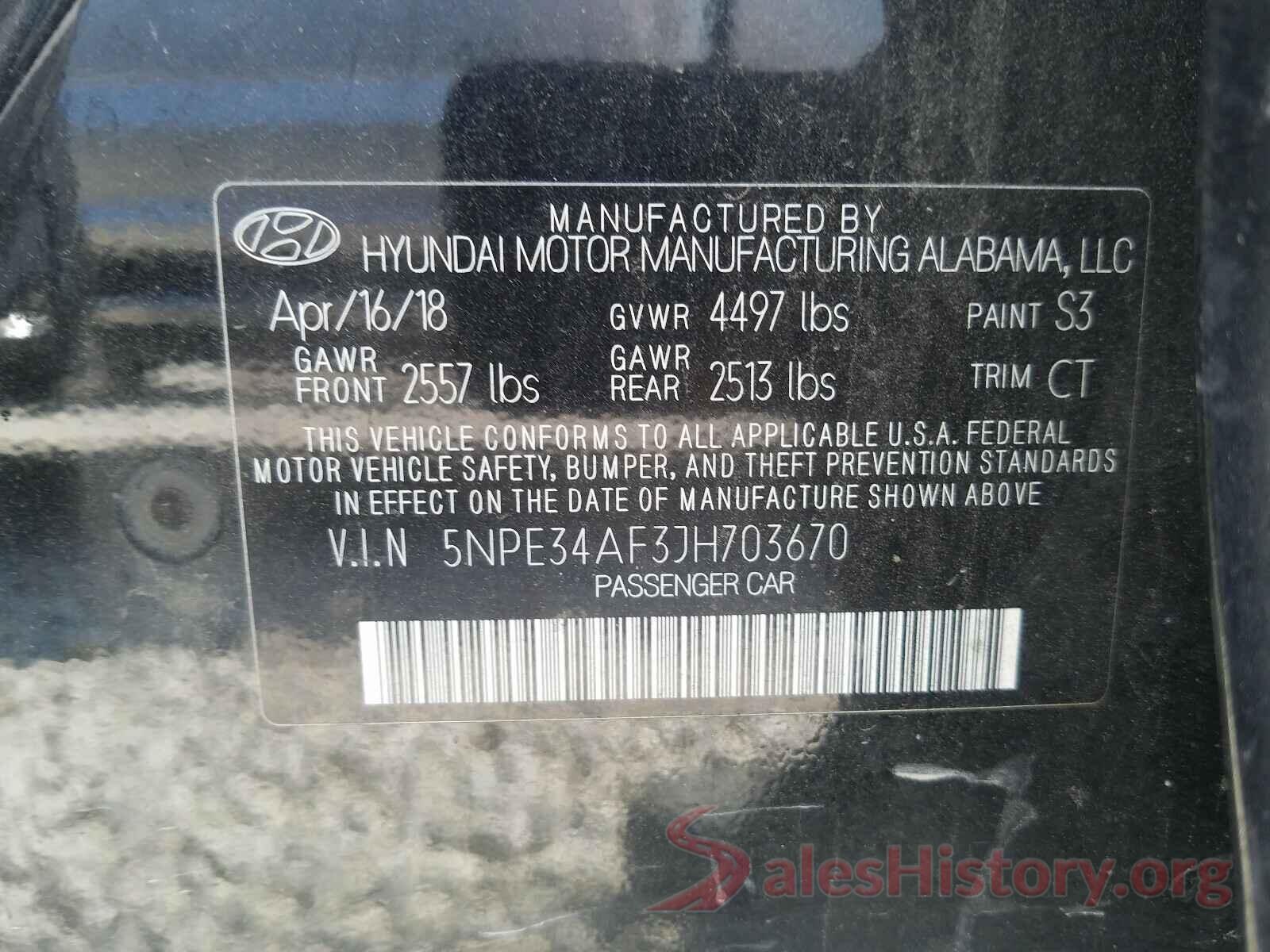 5NPE34AF3JH703670 2018 HYUNDAI SONATA