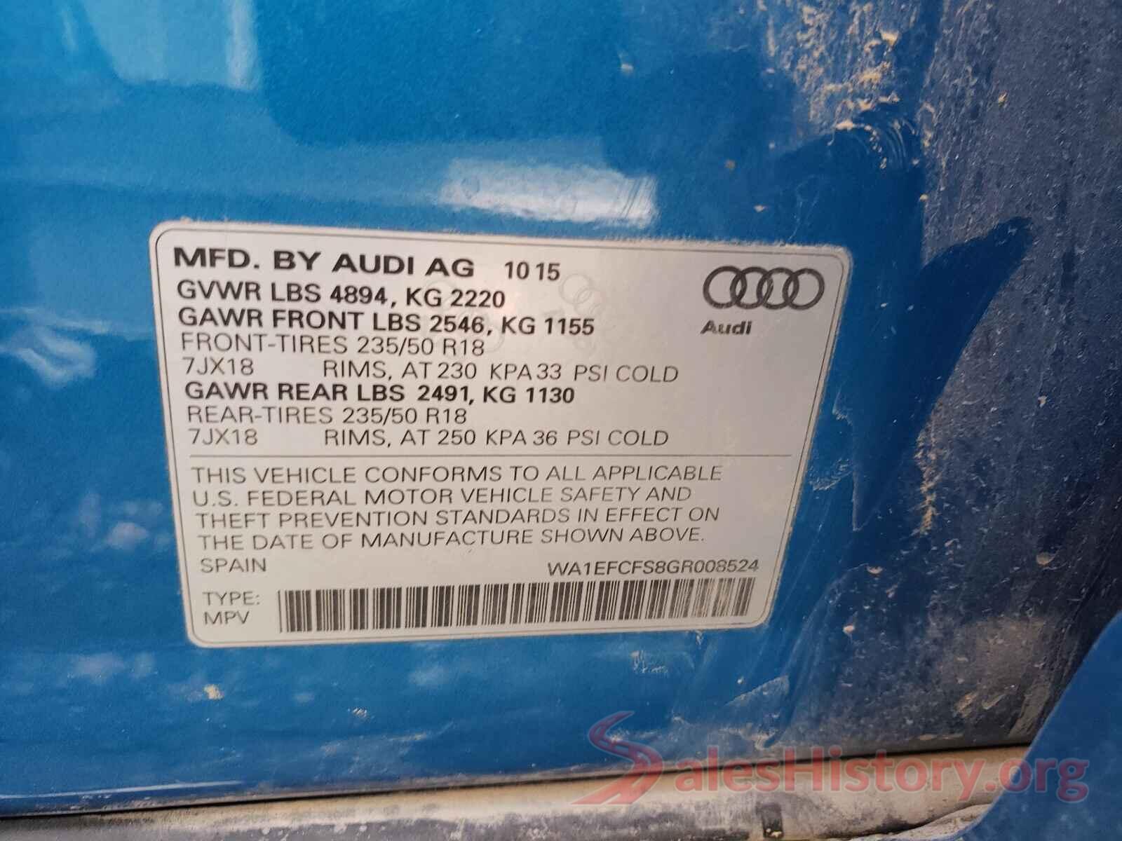 WA1EFCFS8GR008524 2016 AUDI Q3