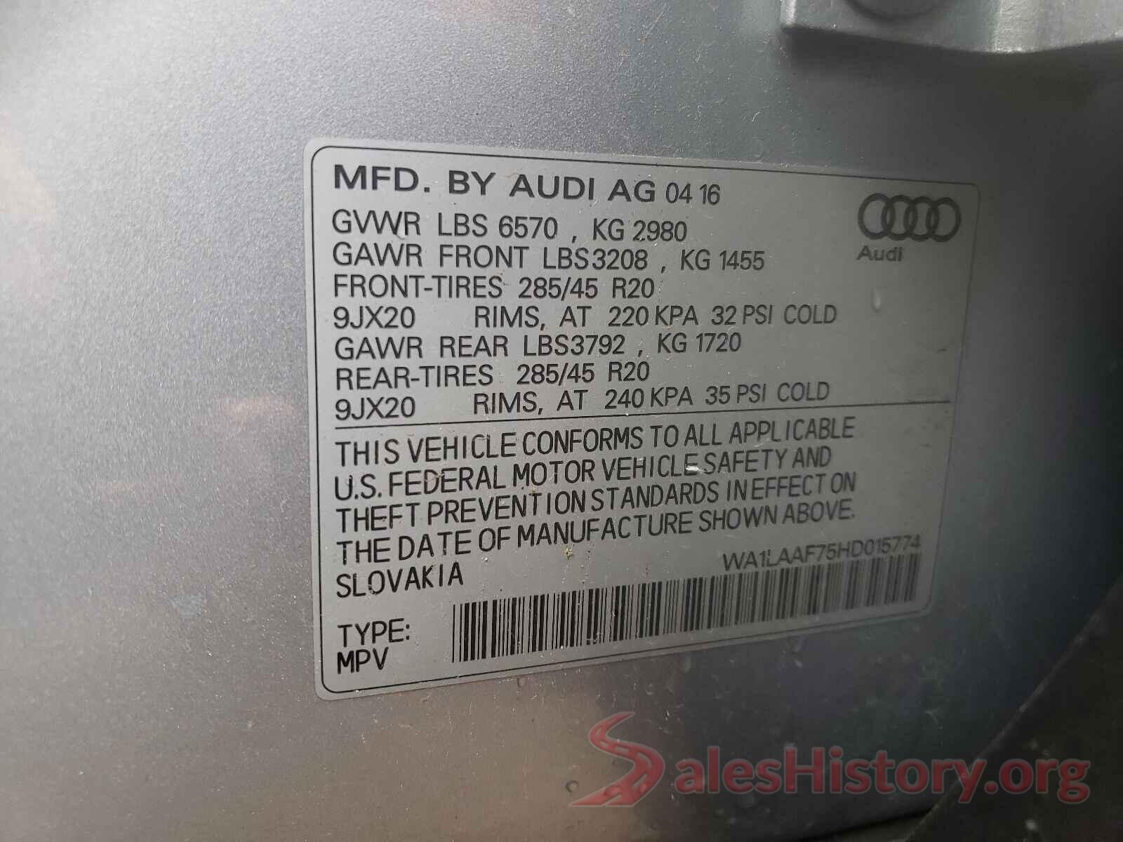 WA1LAAF75HD015774 2017 AUDI Q7