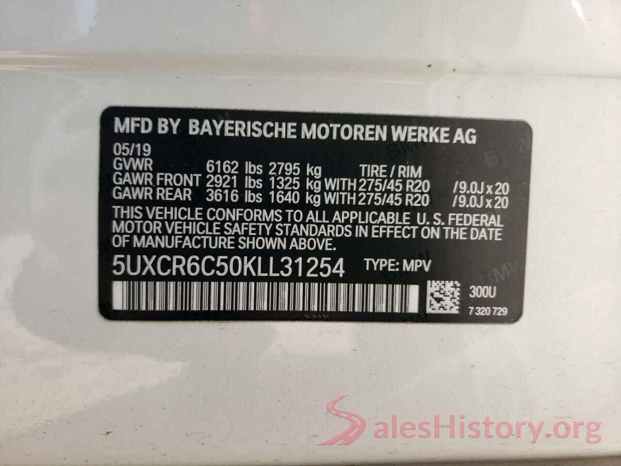 5UXCR6C50KLL31254 2019 BMW X5