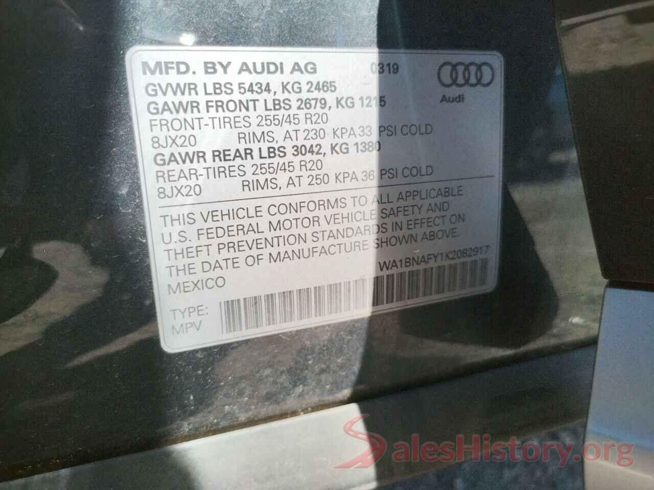 WA1BNAFY1K2082917 2019 AUDI Q5