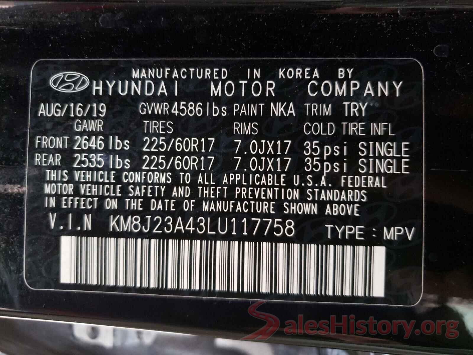 KM8J23A43LU117758 2020 HYUNDAI TUCSON