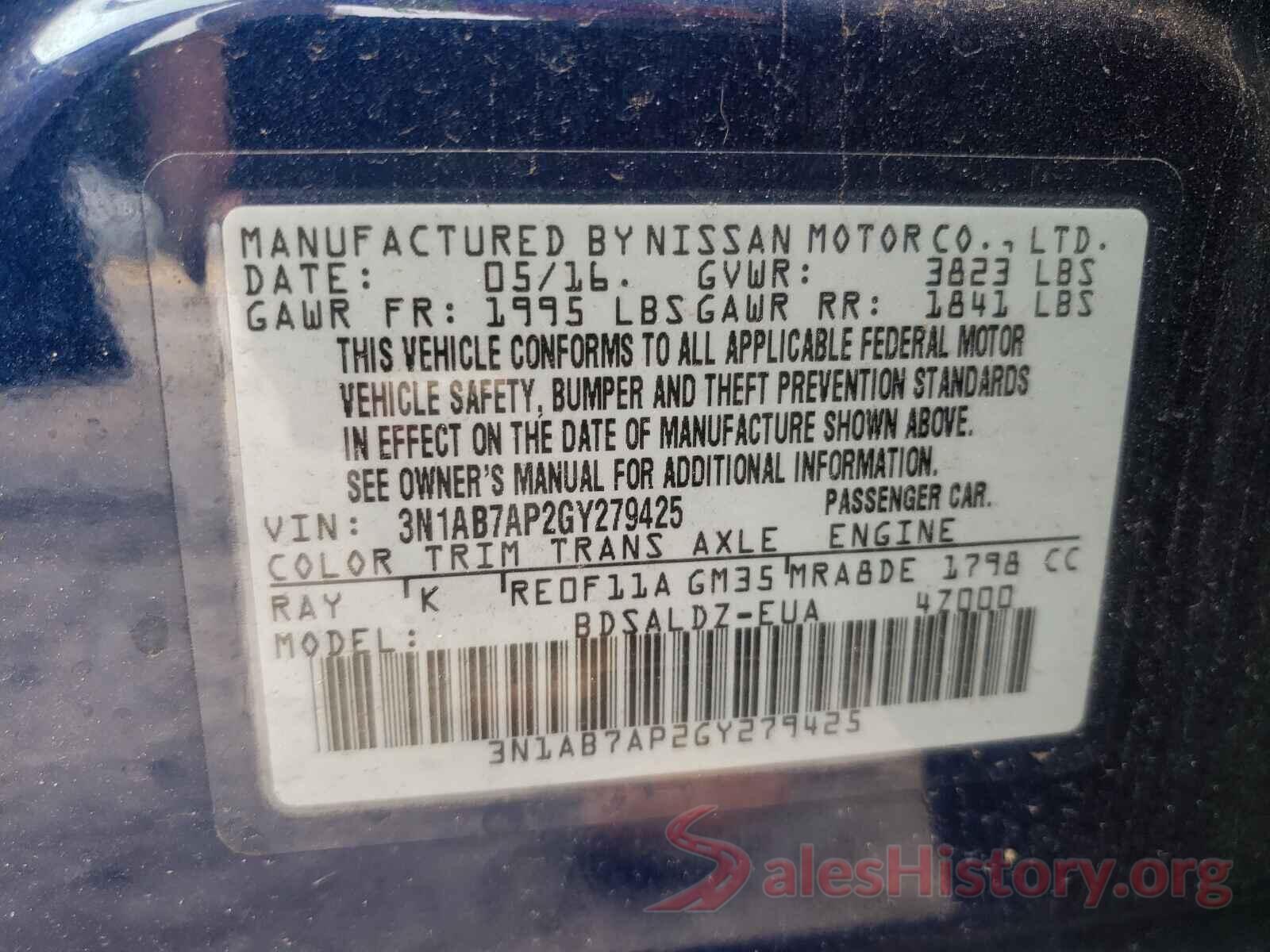 3N1AB7AP2GY279425 2016 NISSAN SENTRA