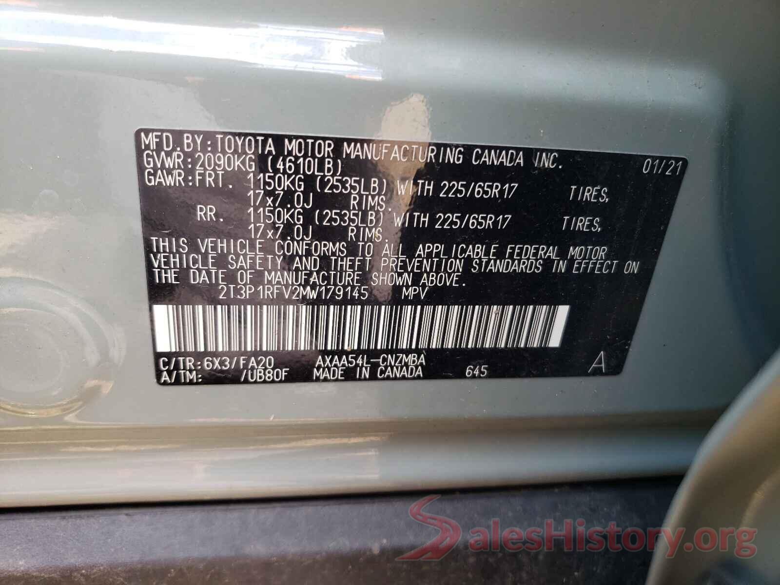 2T3P1RFV2MW179145 2021 TOYOTA RAV4