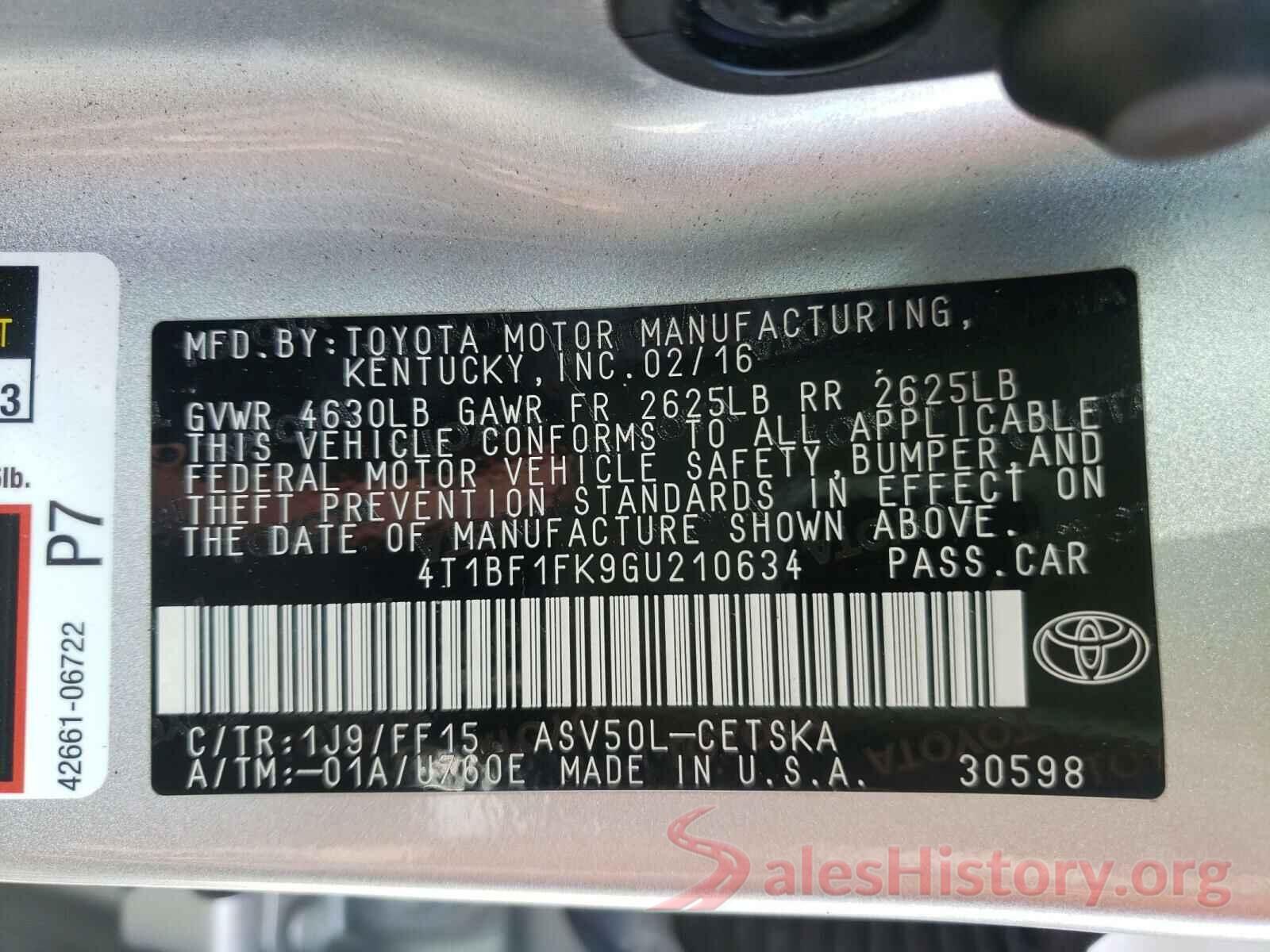 4T1BF1FK9GU210634 2016 TOYOTA CAMRY