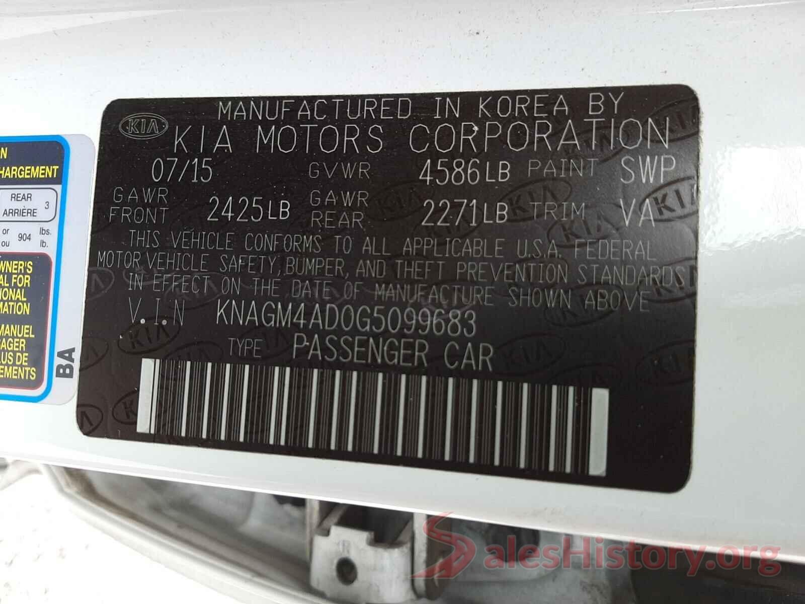 KNAGM4AD0G5099683 2016 KIA OPTIMA