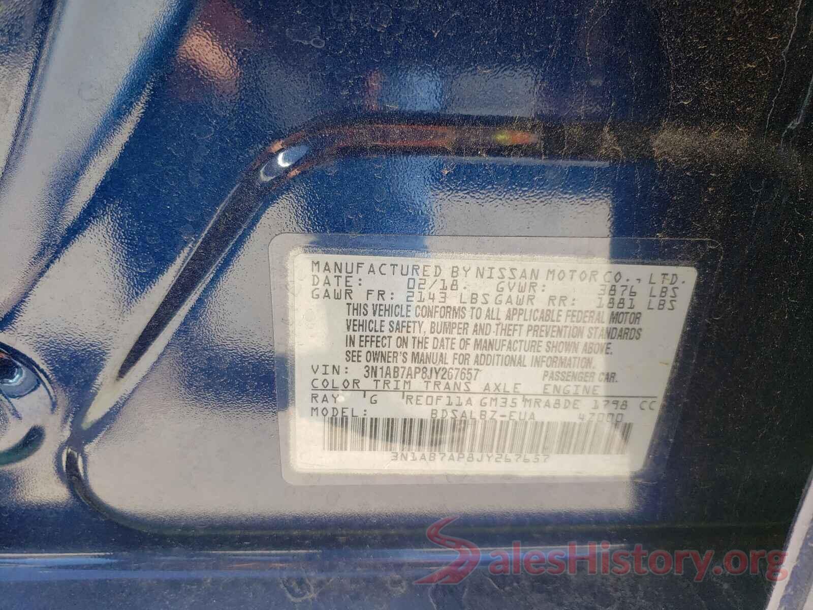 3N1AB7AP8JY267657 2018 NISSAN SENTRA