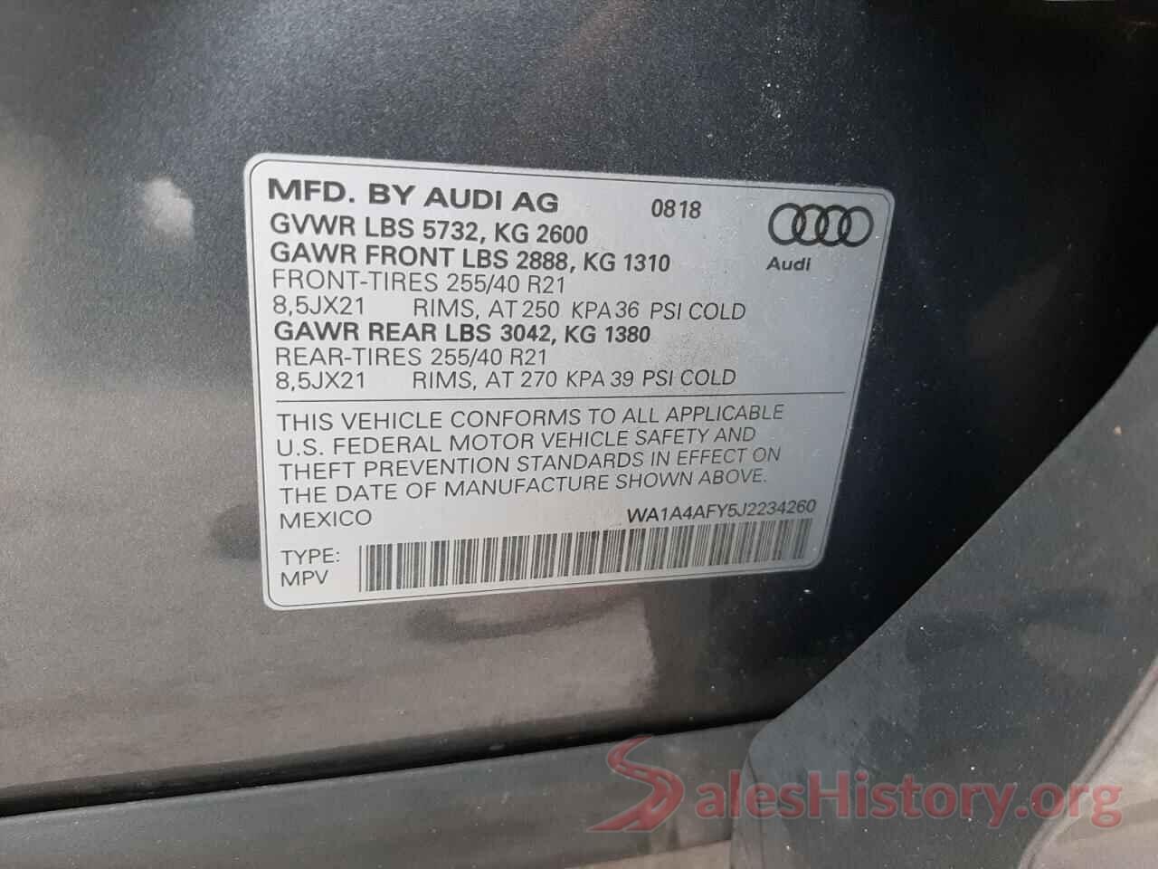 WA1A4AFY5J2234260 2018 AUDI SQ5