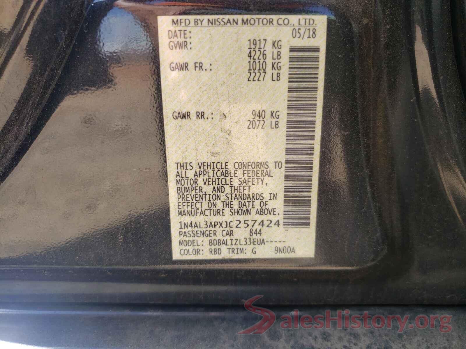 1N4AL3APXJC257424 2018 NISSAN ALTIMA