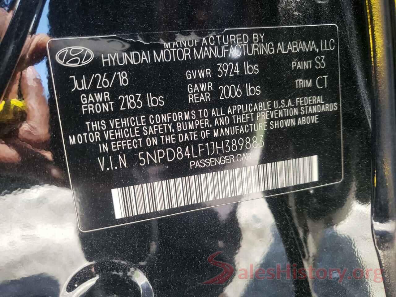 5NPD84LF1JH389883 2018 HYUNDAI ELANTRA