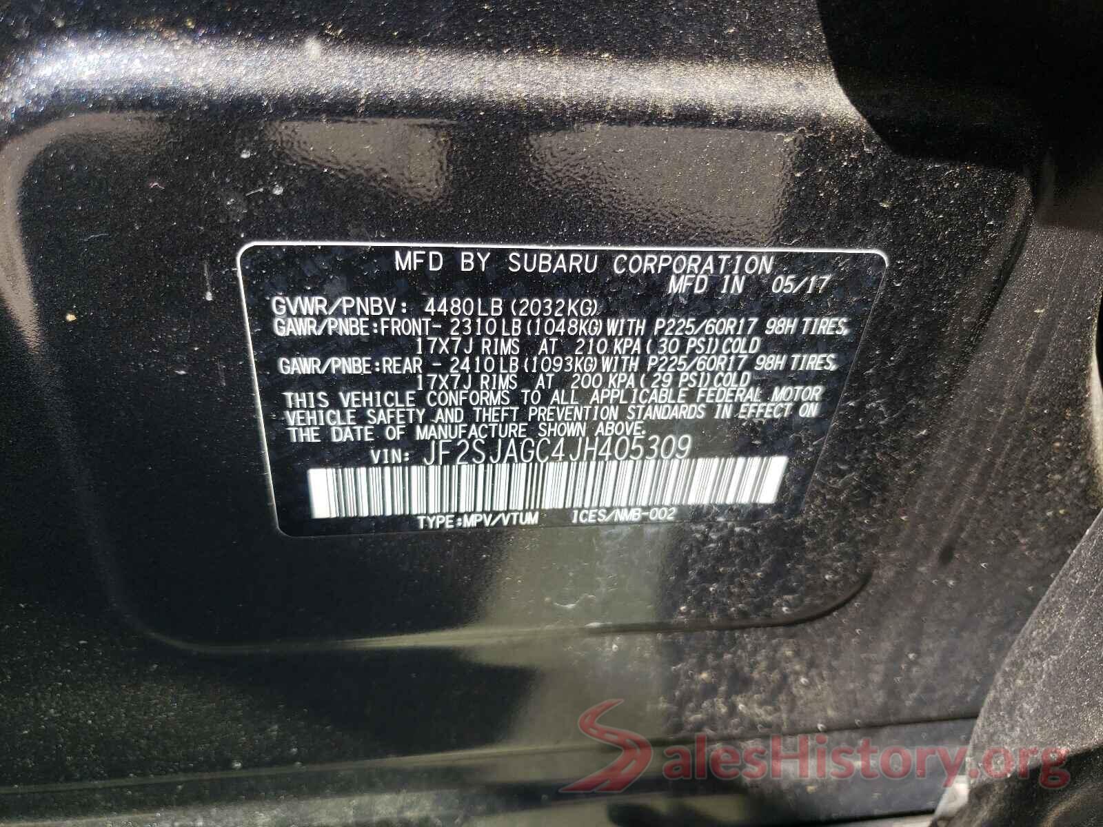 JF2SJAGC4JH405309 2018 SUBARU FORESTER