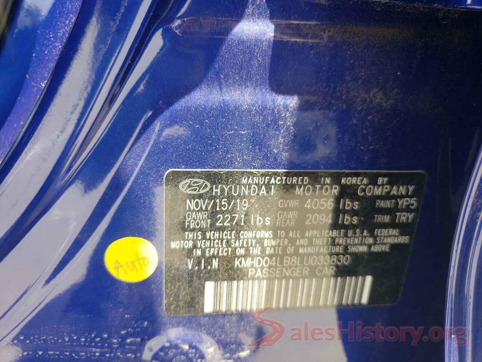 KMHD04LB8LU033830 2020 HYUNDAI ELANTRA