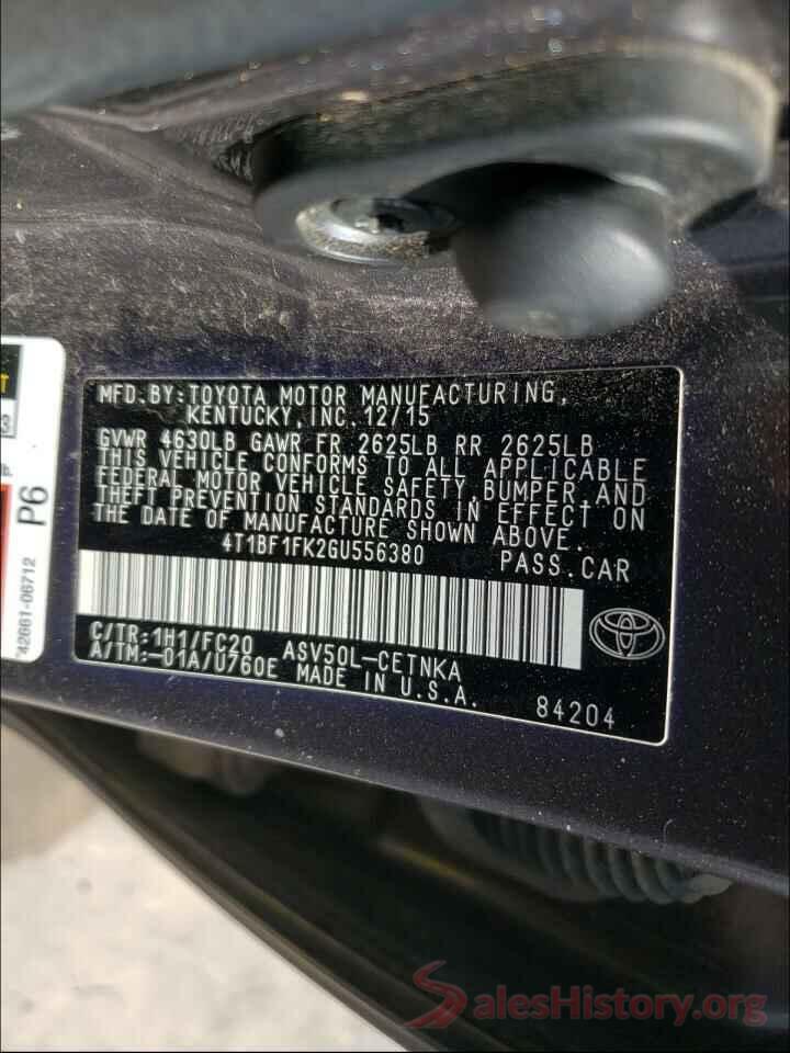 4T1BF1FK2GU556380 2016 TOYOTA CAMRY