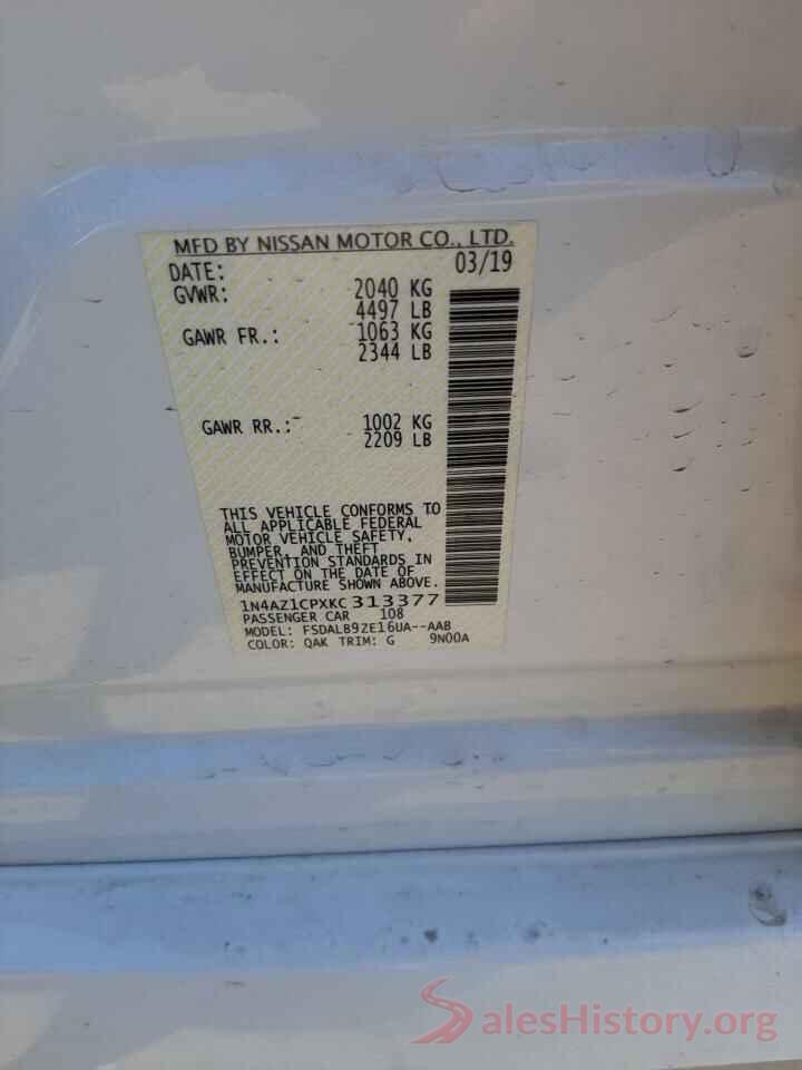 1N4AZ1CPXKC313377 2019 NISSAN LEAF