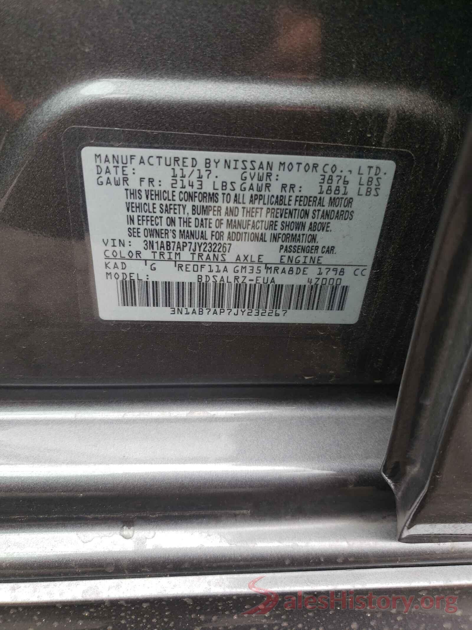 3N1AB7AP7JY232267 2018 NISSAN SENTRA