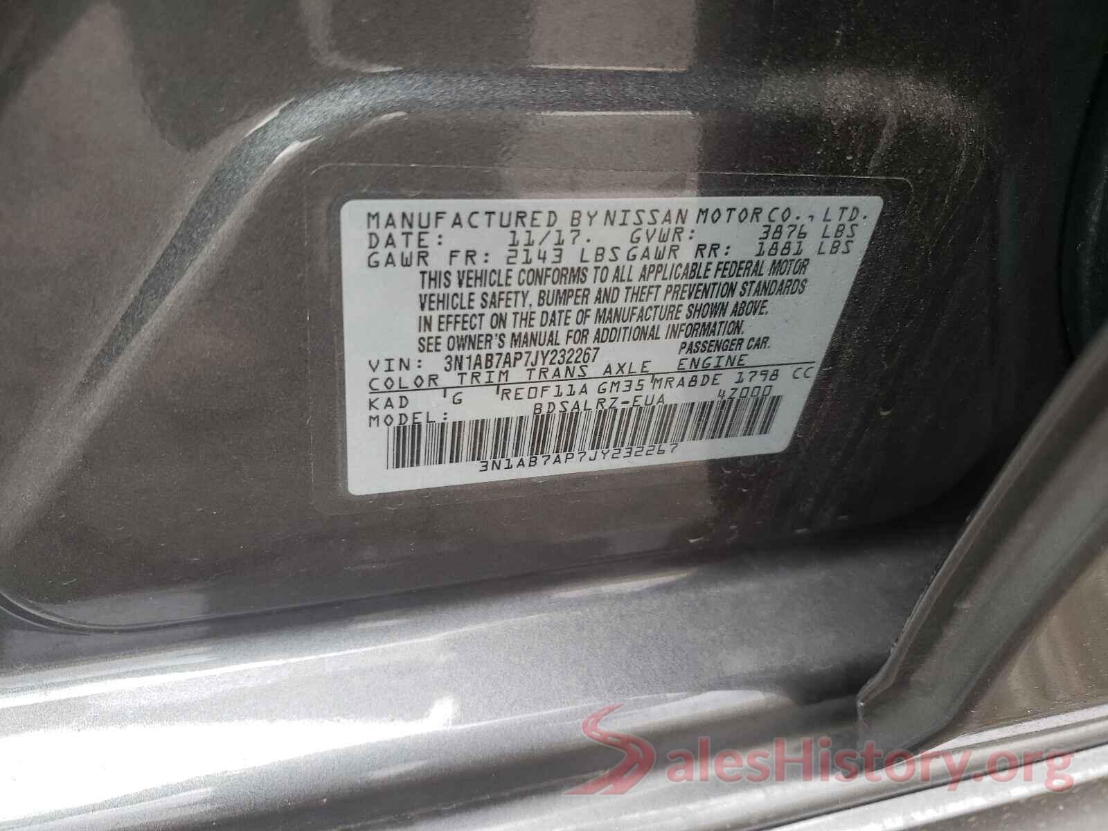 3N1AB7AP7JY232267 2018 NISSAN SENTRA