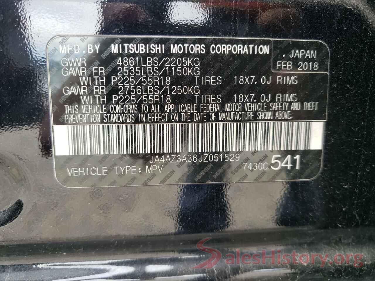 JA4AZ3A36JZ051529 2018 MITSUBISHI OUTLANDER