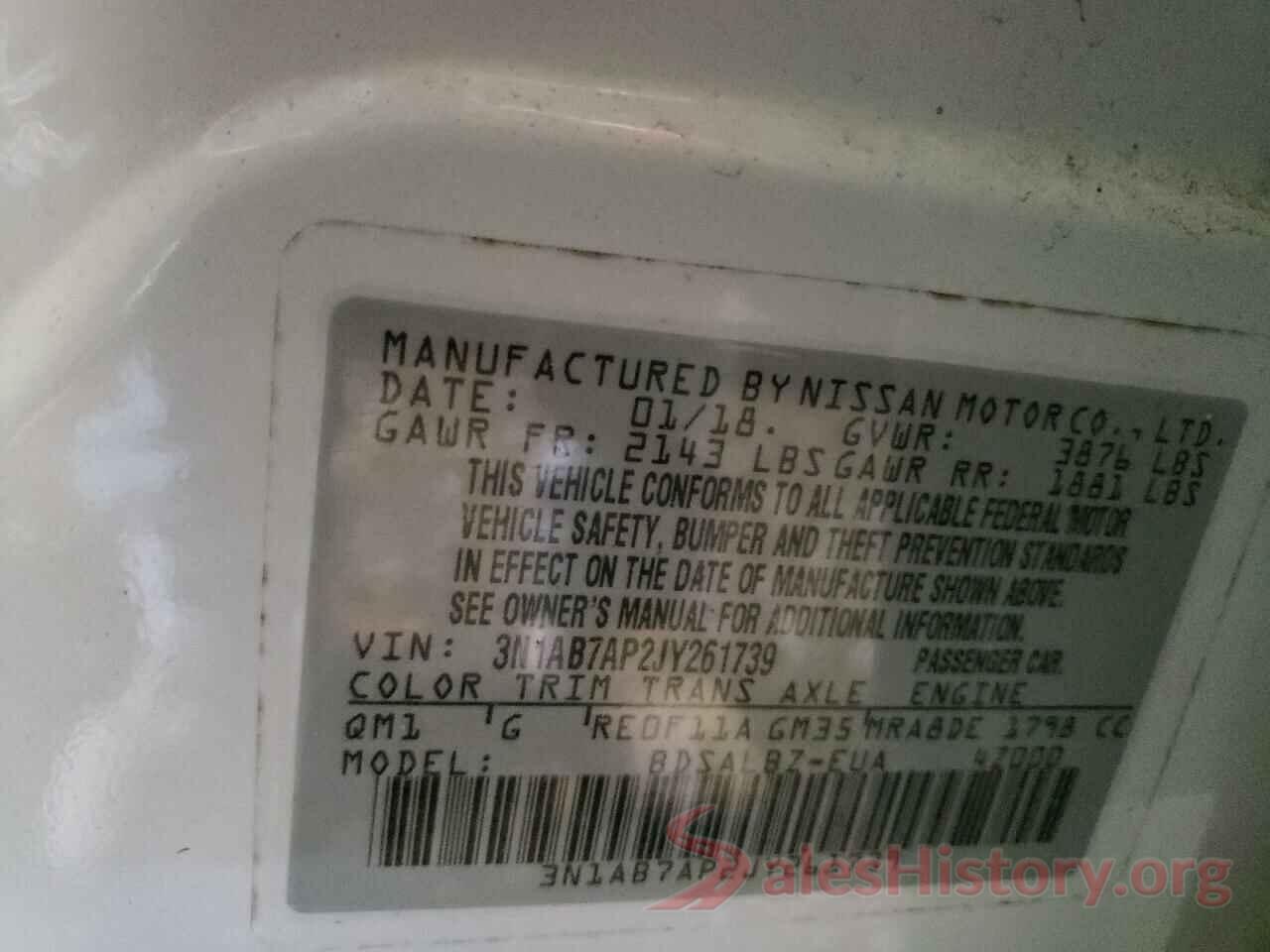 3N1AB7AP2JY261739 2018 NISSAN SENTRA