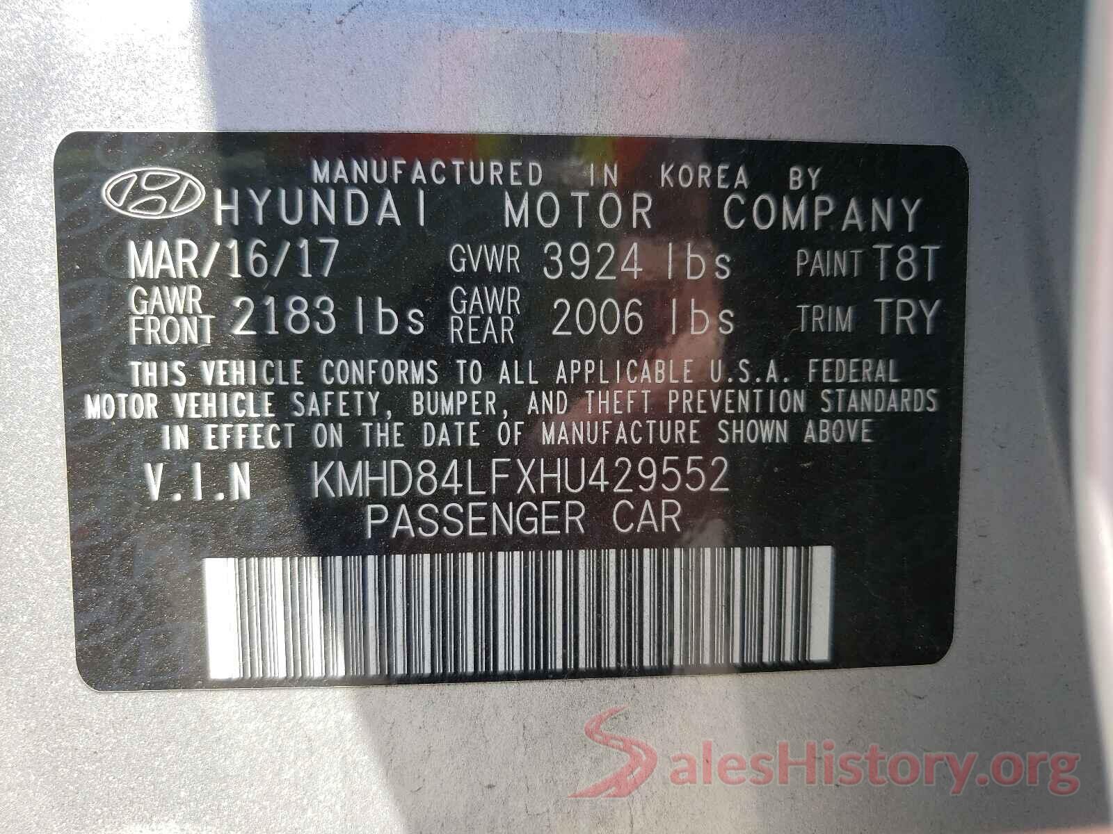 KMHD84LFXHU429552 2017 HYUNDAI ELANTRA