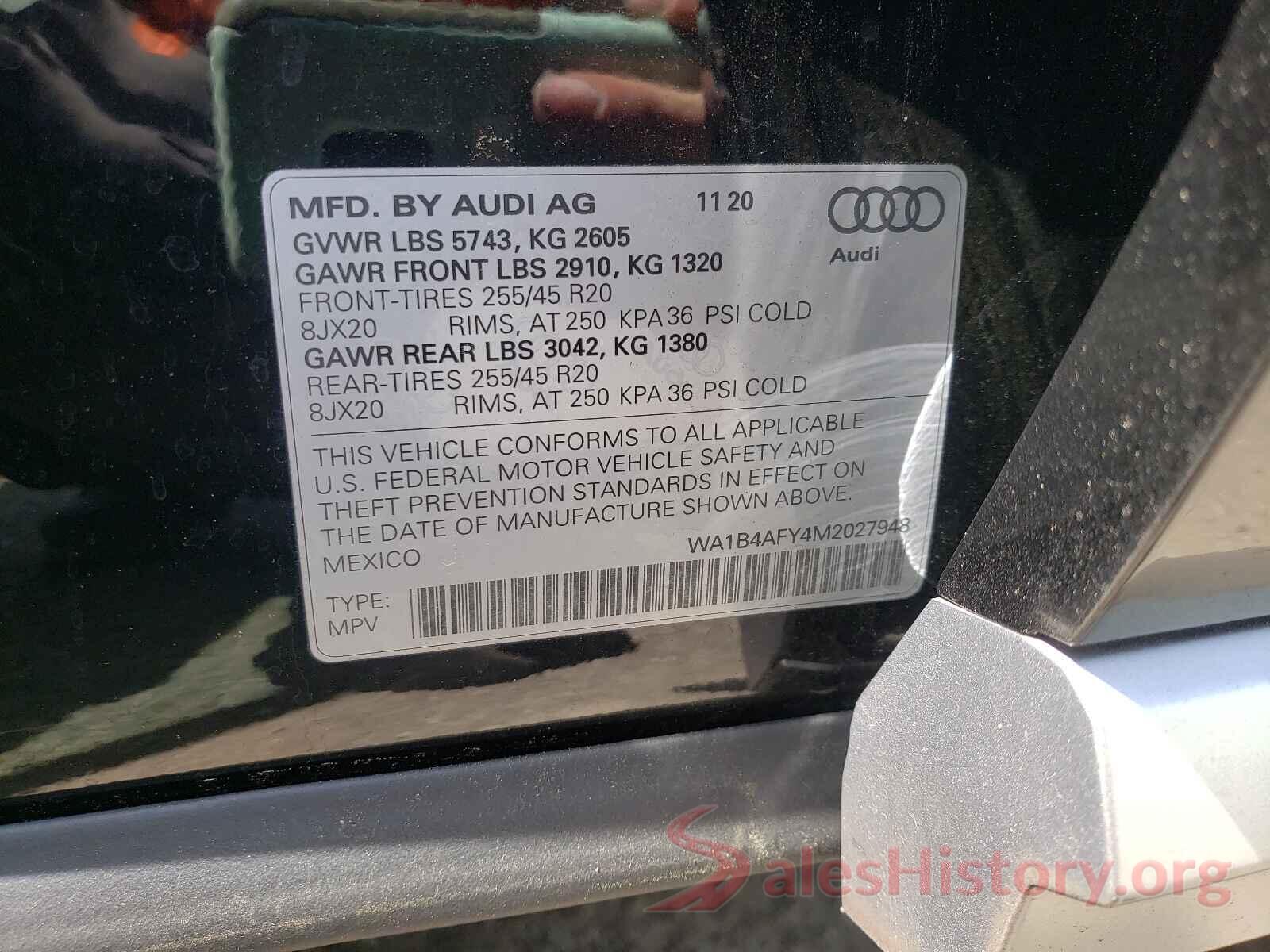 WA1B4AFY4M2027948 2021 AUDI SQ5