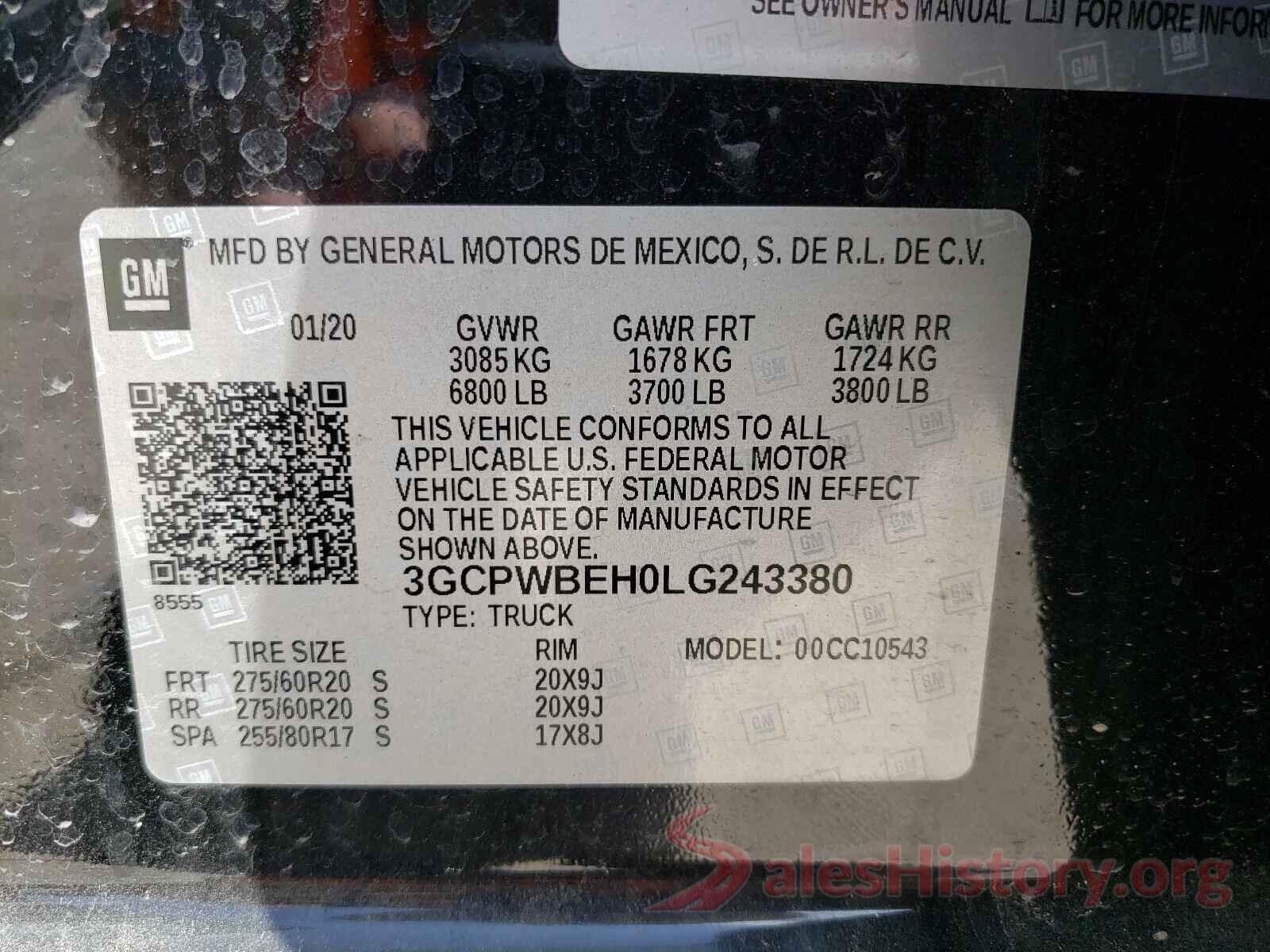 3GCPWBEH0LG243380 2020 CHEVROLET SILVERADO