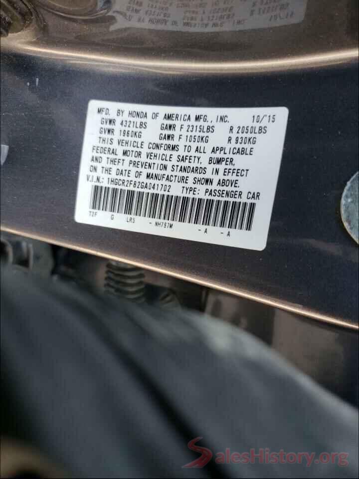 1HGCR2F82GA041702 2016 HONDA ACCORD